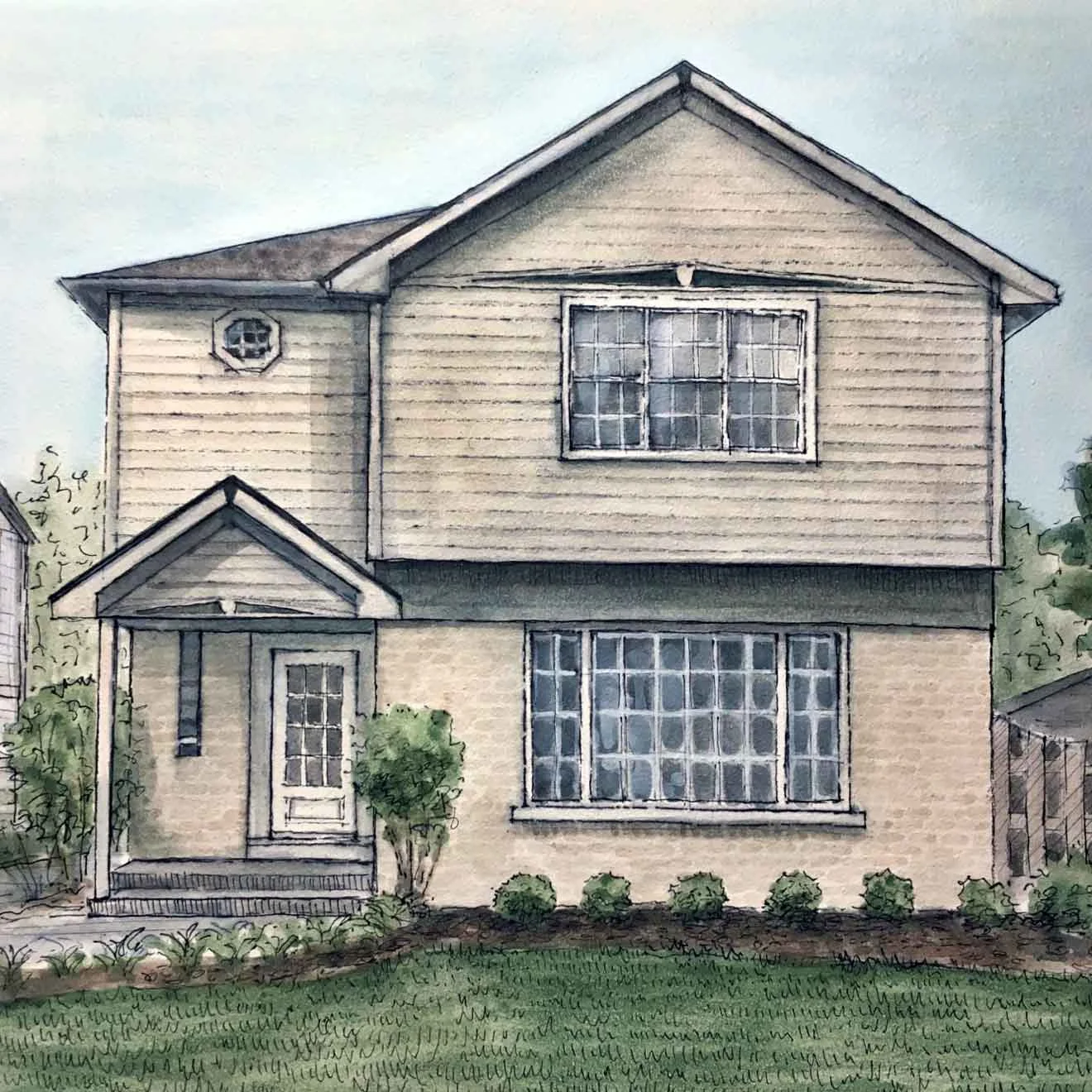 watercolor and pen drawing - LaGrange, IL