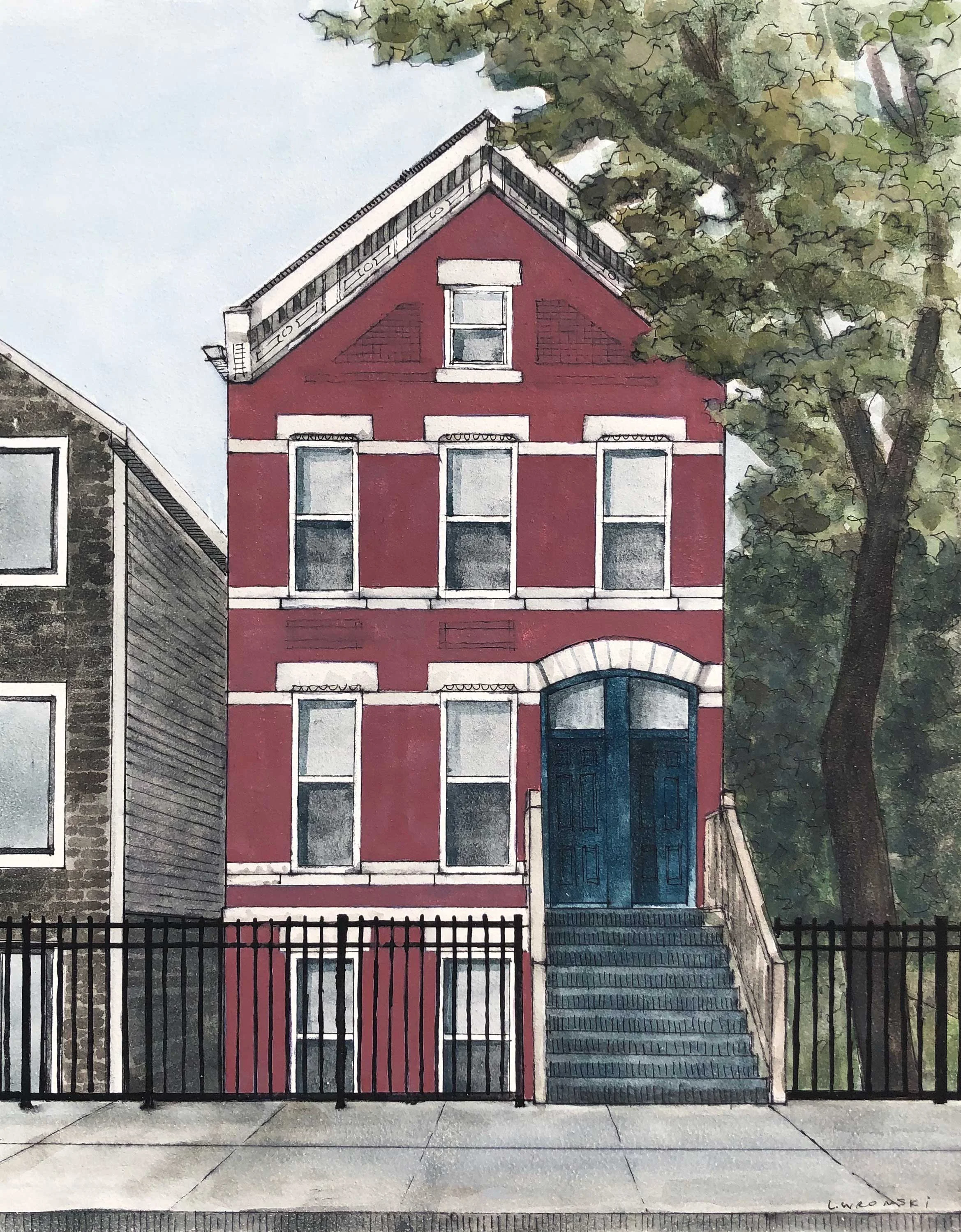 watercolor and pen drawing - Chicago, IL