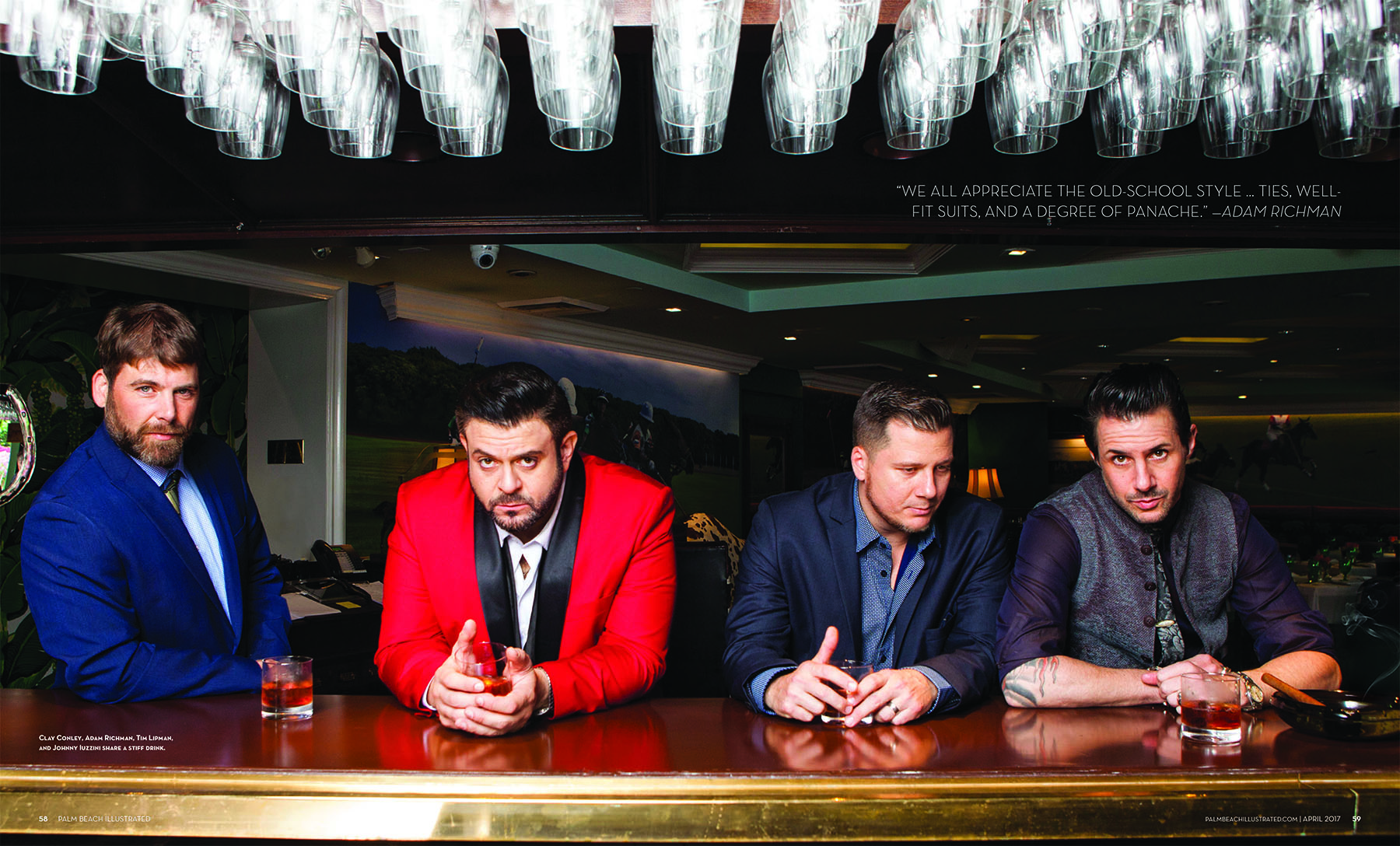 Clay Conley, Adam Richman, Tim Lipman and Johnny Iuzzini at The Colony Palm Beach Bar for Palm Beach Illustrated Magazine by Vanessa Rogers