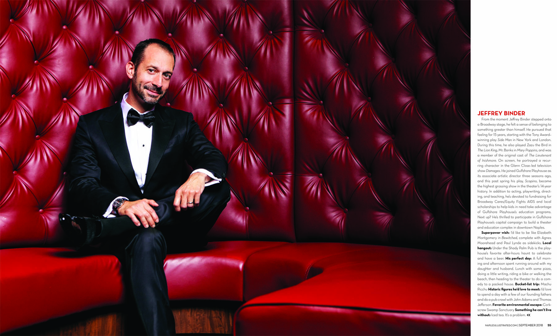Jeffrey Binder Associate Artistic Director of Gulfshore Playhouse. Wardrobe by Sakes Fifth Avenue, Naples. Styling by Alexander Hayes. Watches provided by Tourneau. Shot on location at the Seminole Immokalee Casino and Resort. copyright Vanessa Rogers Photography 2018