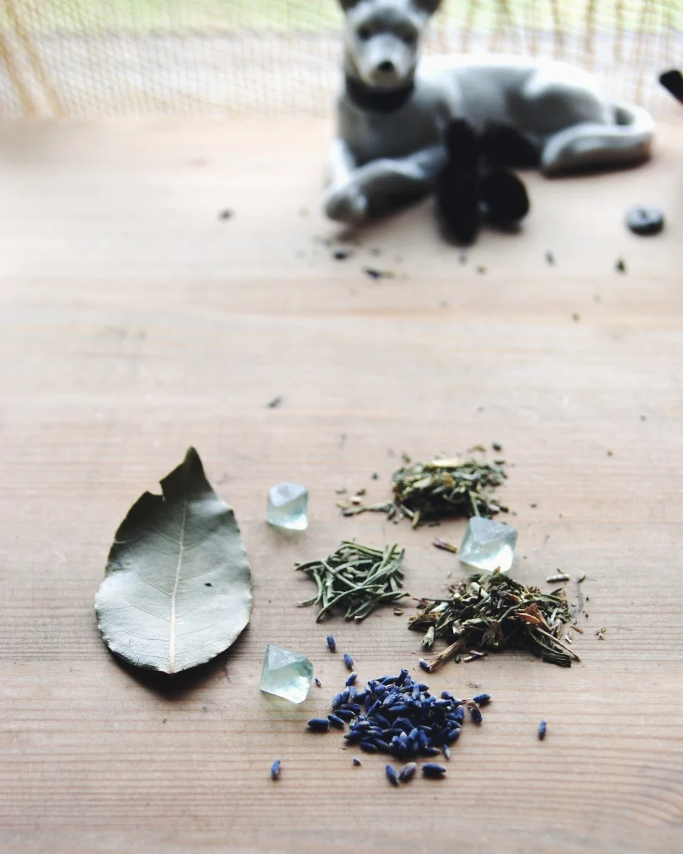Bay, rue, hyssop, rosemary and lavender.