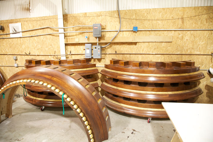 Tower sections ready for installation.