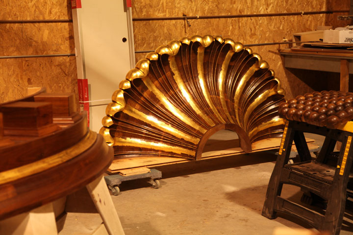 Gilding in progress.