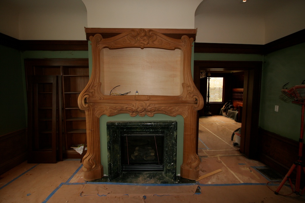 Mahogany Art-Nouveau Fireplace