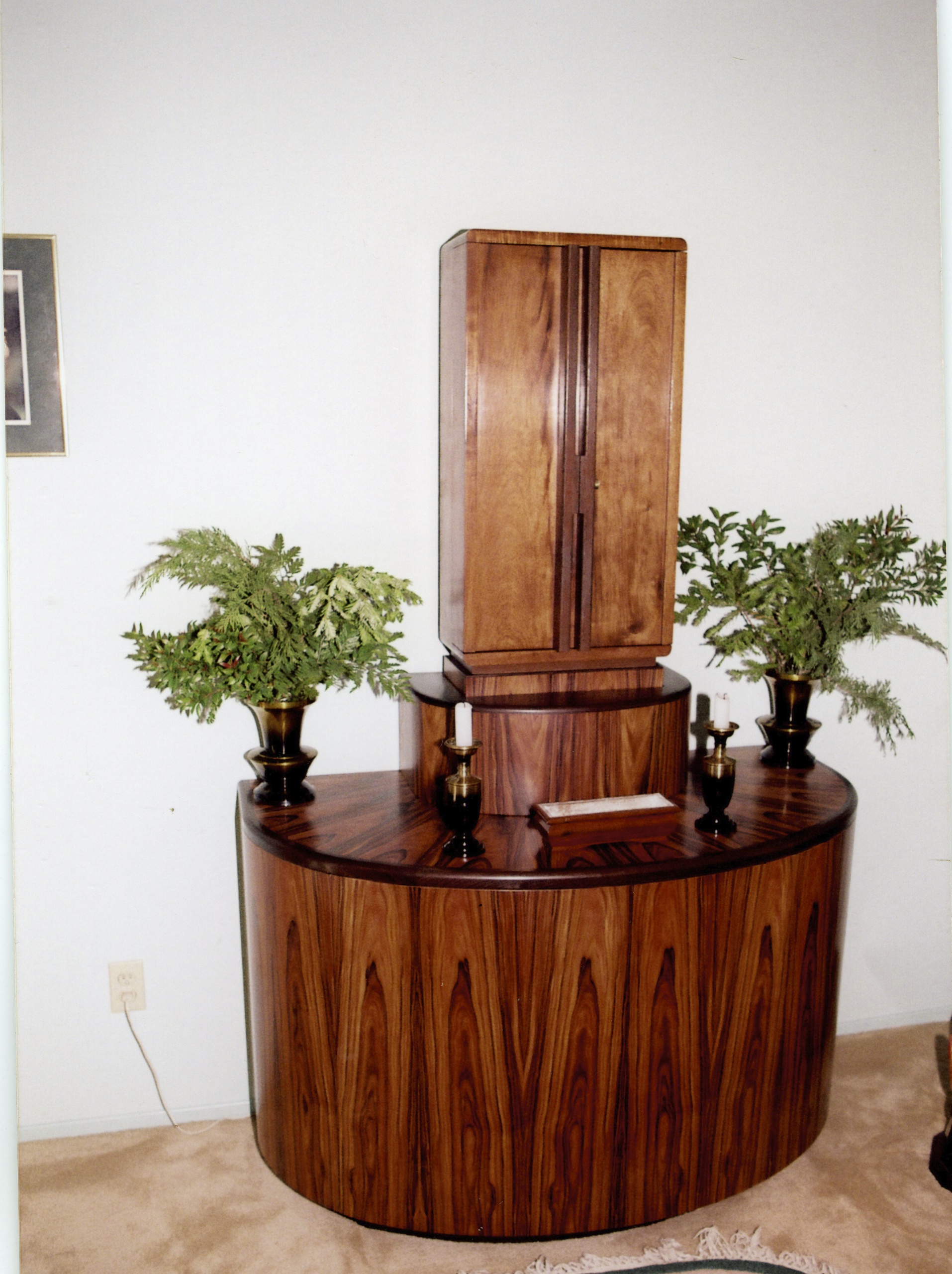  Home altar, koa veneers with wenge trim. Clients participated in the design.&nbsp; 