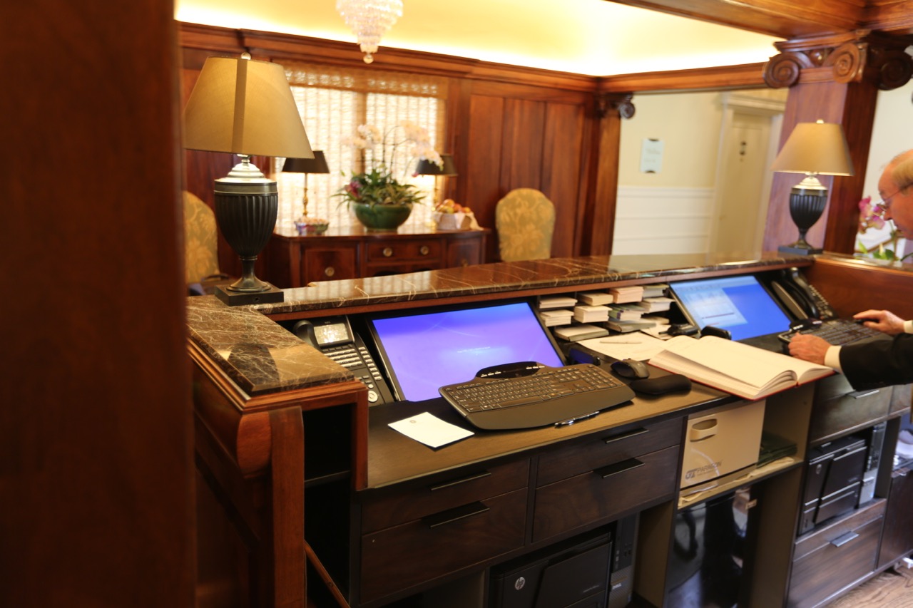  The business end of the desk was engineered by Geoff's Woodworking in collaboration with the hotel management. 