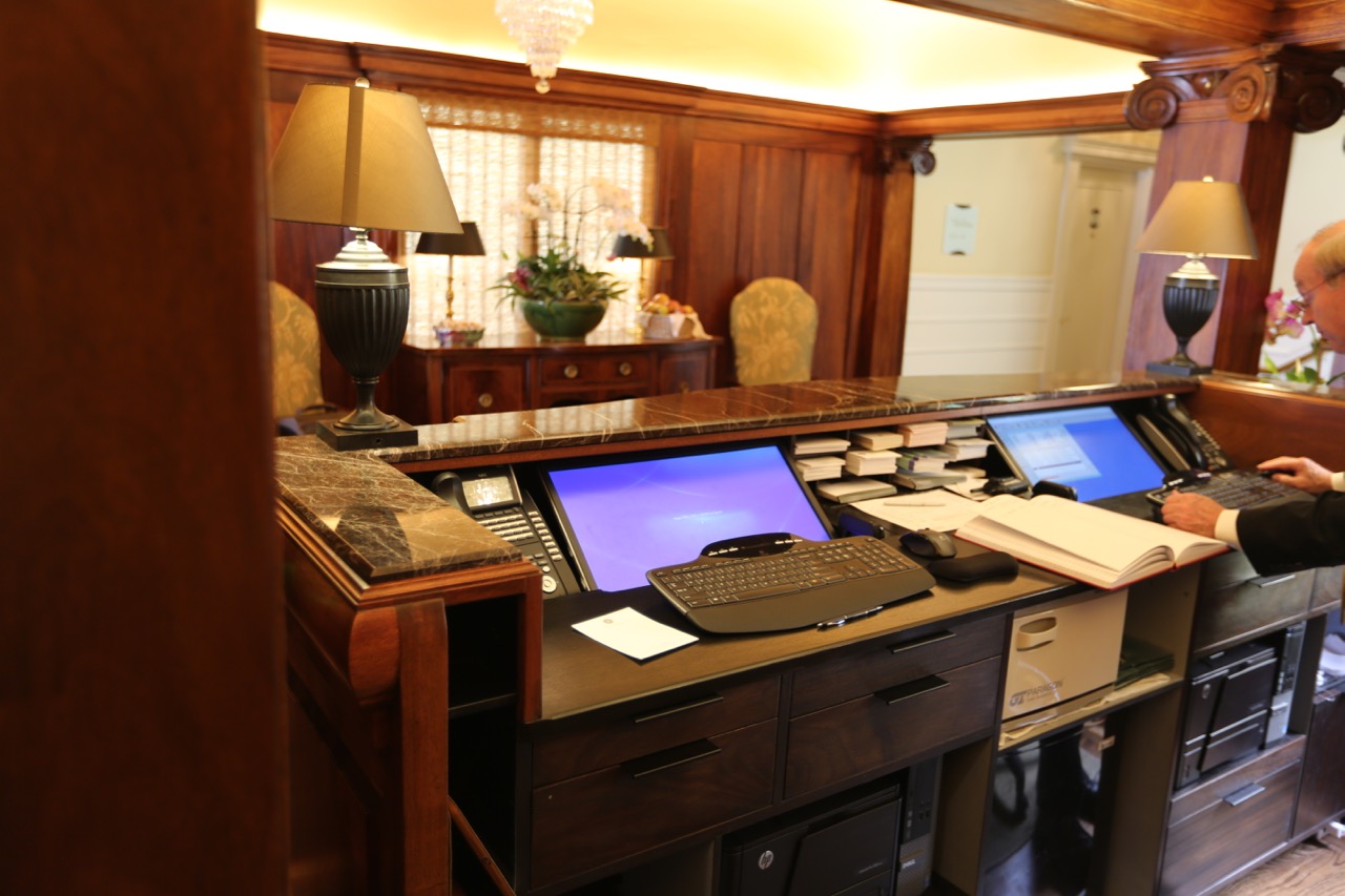 The business end of the desk was engineered by Geoff's Woodworking in collaboration with the hotel management.