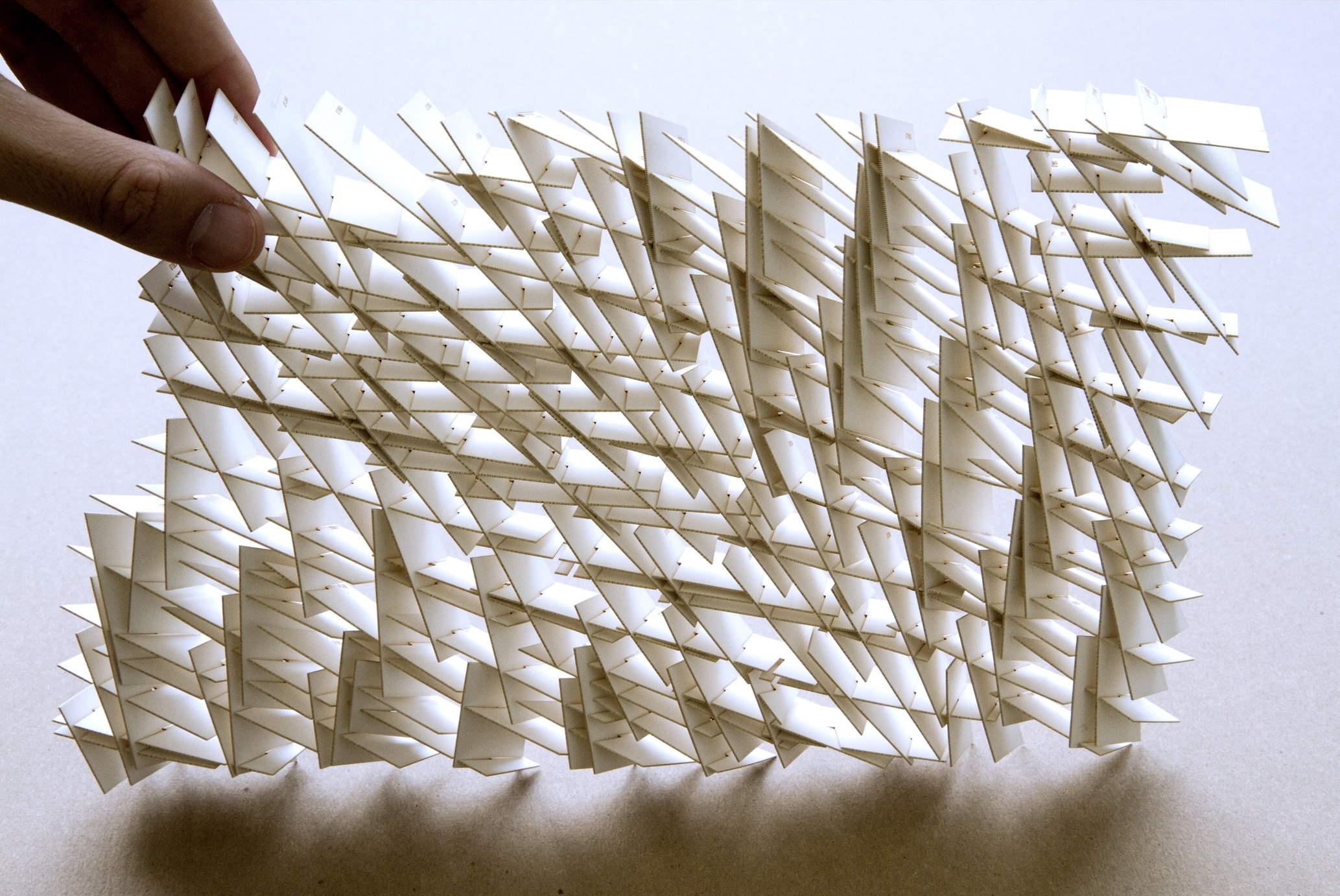 The visual and lighting affects of the Slipstream egg crate structure was the initial part of the investigation which, through-out the course of a year, developed into a full scale gallery installation in New York City.