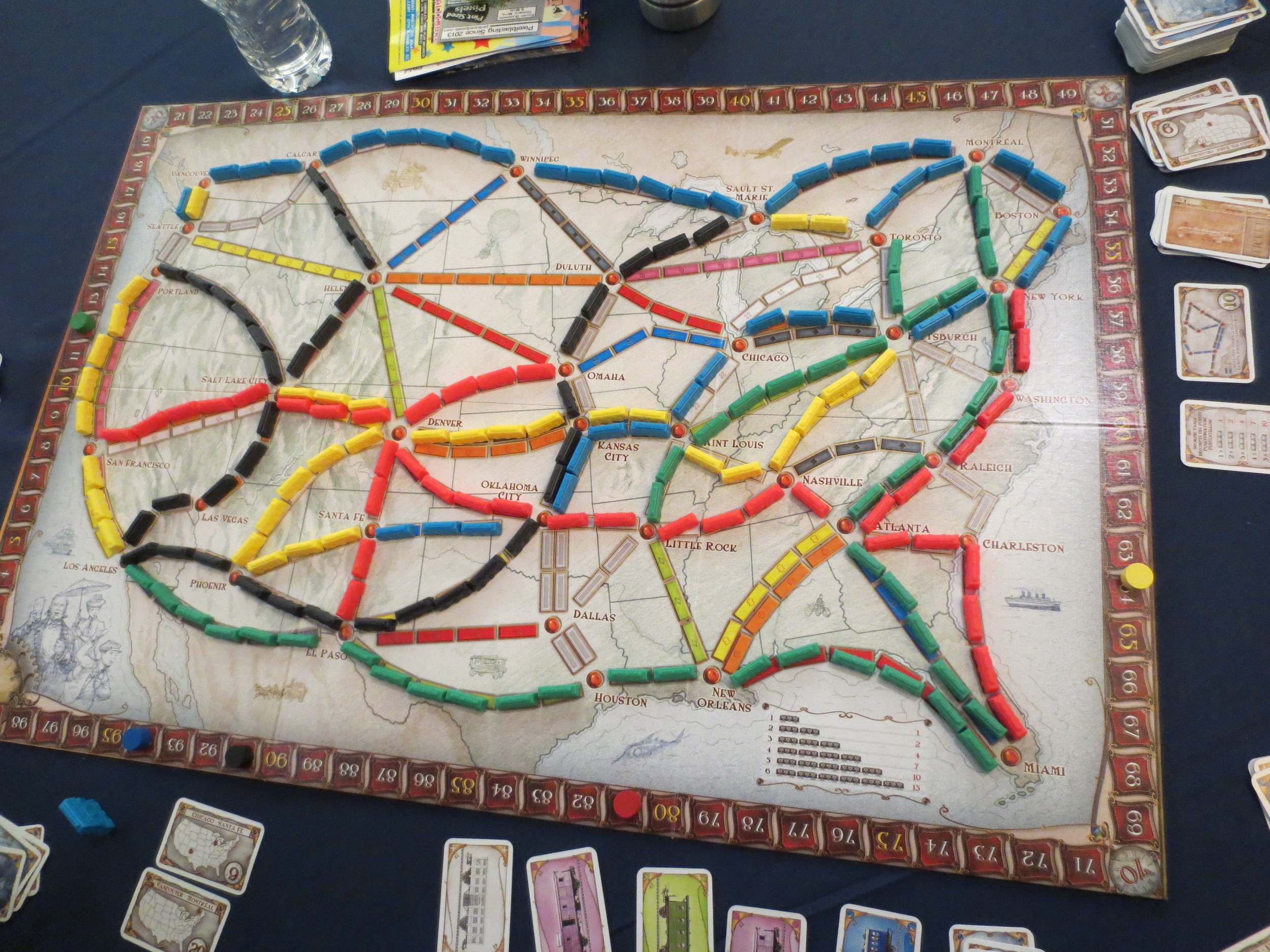  Jen, Alex, Stephen, and my beautiful Ticket to Ride board. I squeaked out the win. 