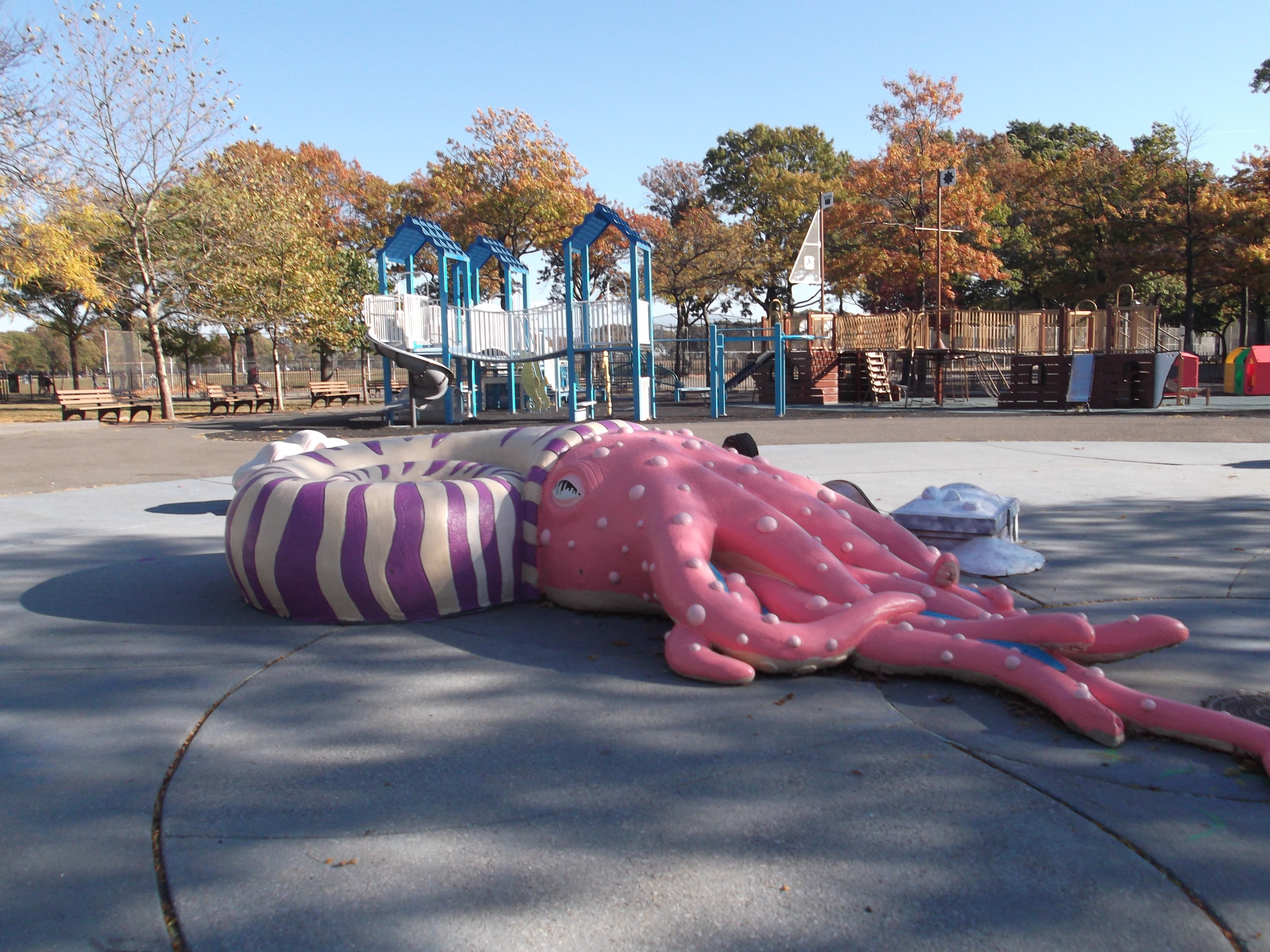  Repainting the octopus at Marine Park Playground, Brooklyn. 2014 