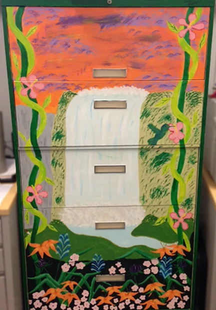 Spruced up an old Filing Cabinet at Carmine Carro Community Center, Brooklyn. 2014
