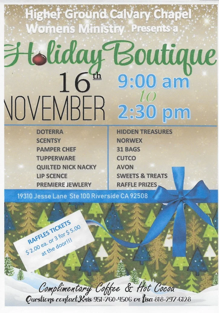 Higher Ground CC Women's Ministry Holiday Boutique