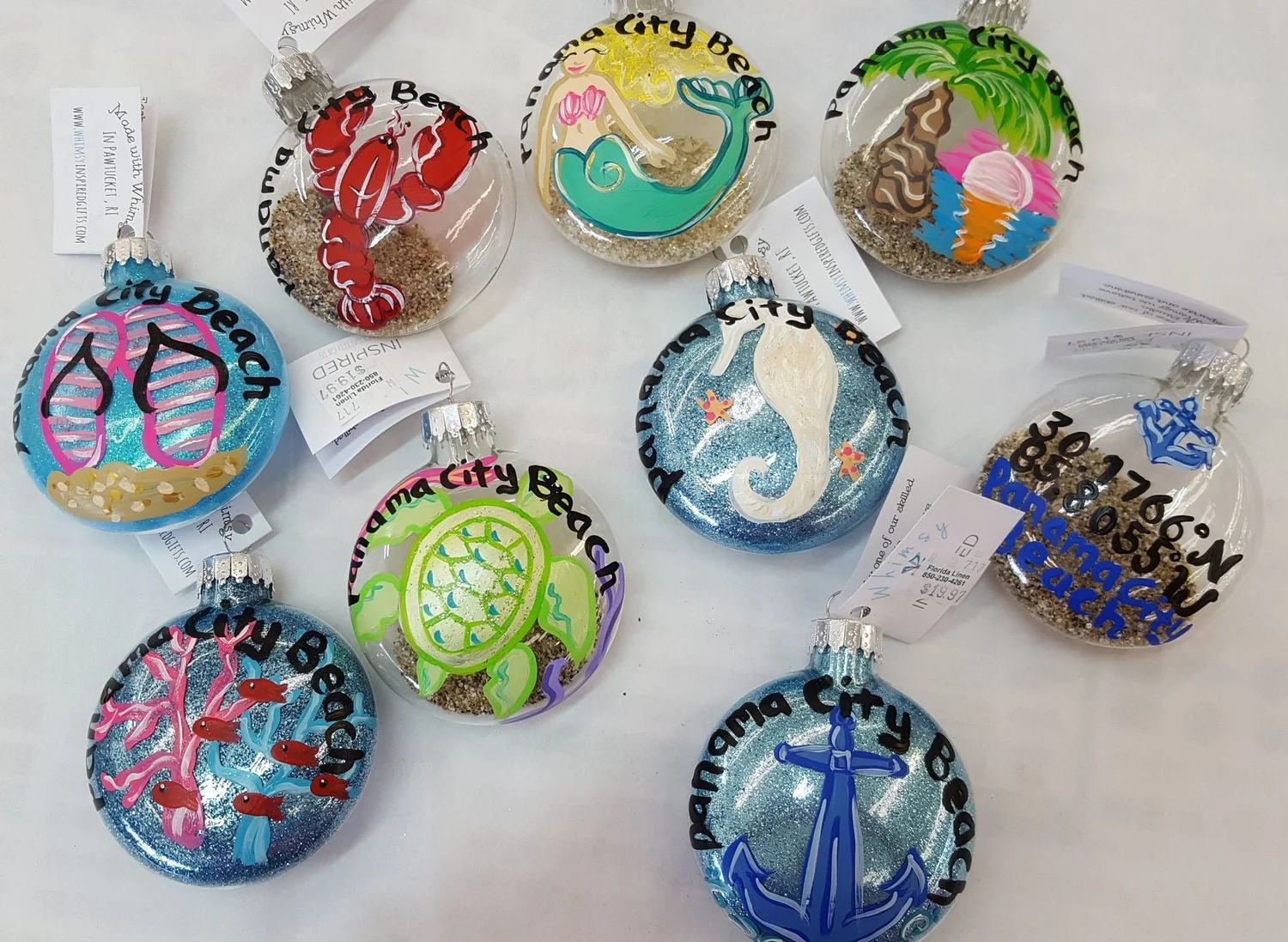 Panama City Beach Glass Ornaments Florida Linen