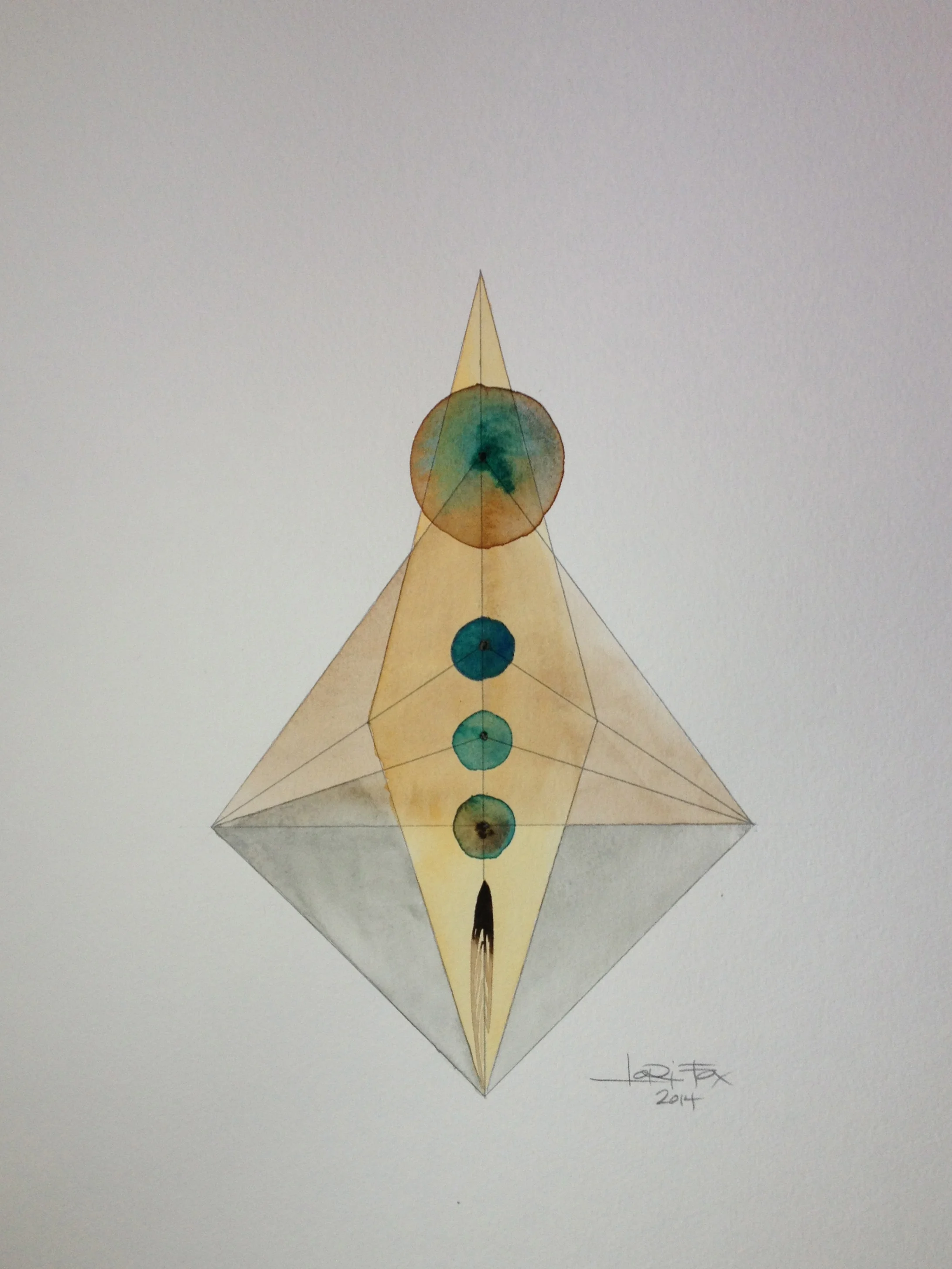 TOTEM 11"x14", Watercolor, Oil Pastel, Graphite