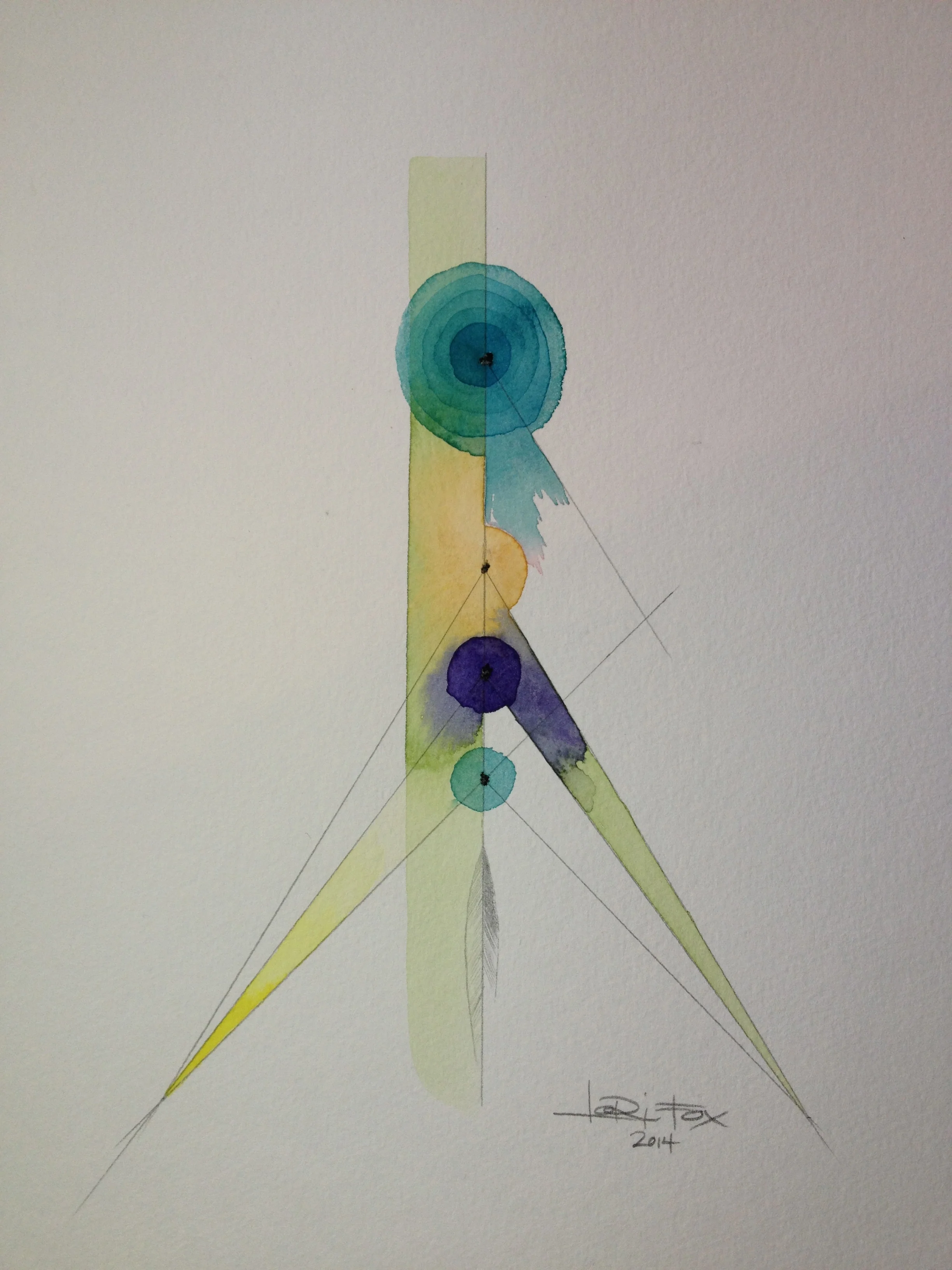 TOTEM 2.002, 11"x14", Watercolor, Oil Pastel, Graphite