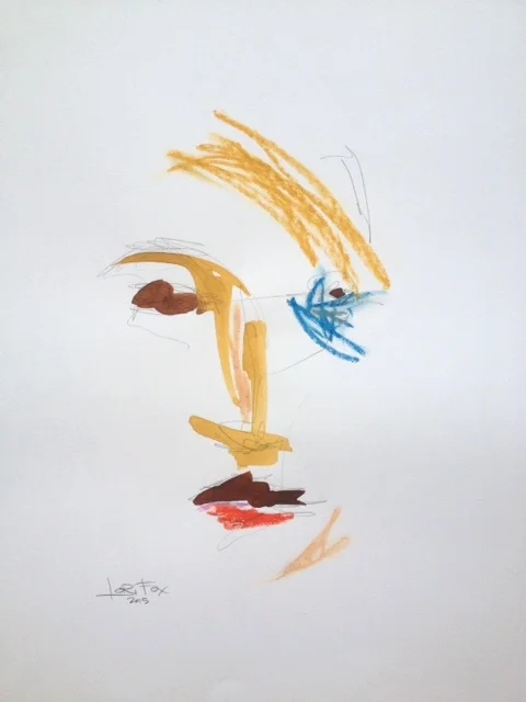SOLD: FACE 012, 14"x17", Watercolor, Oil Pastel, Graphite