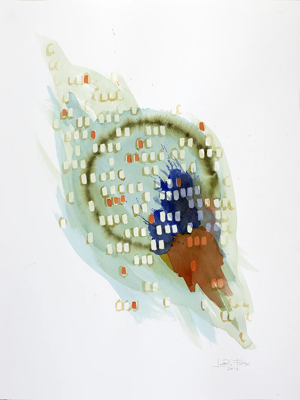 GREEN FLOW, 24"x18", Watercolor, Graphite
