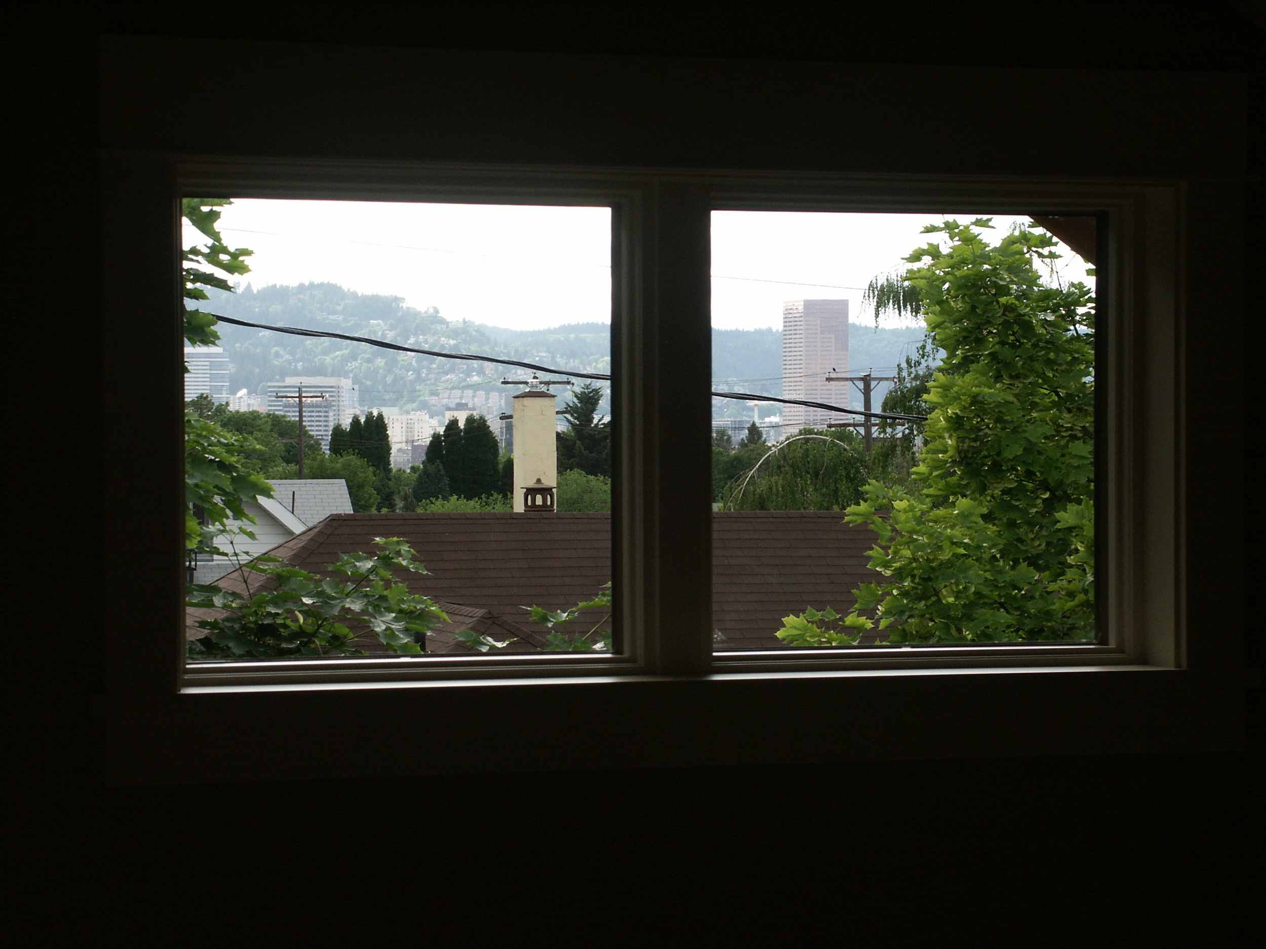 second floor unit view of Portland skyline