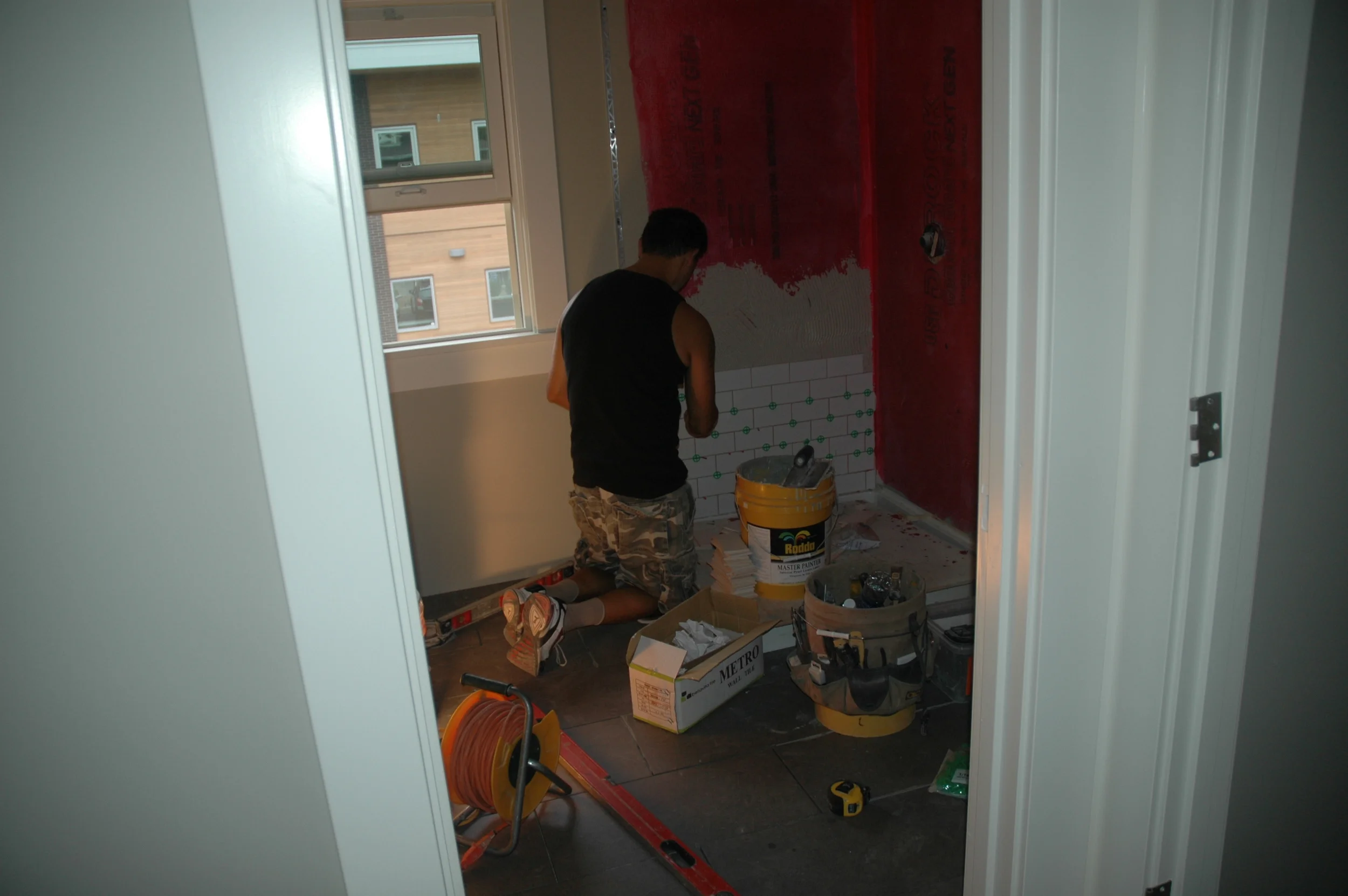Bathroom in the Steel with waterproofing of the shower walls