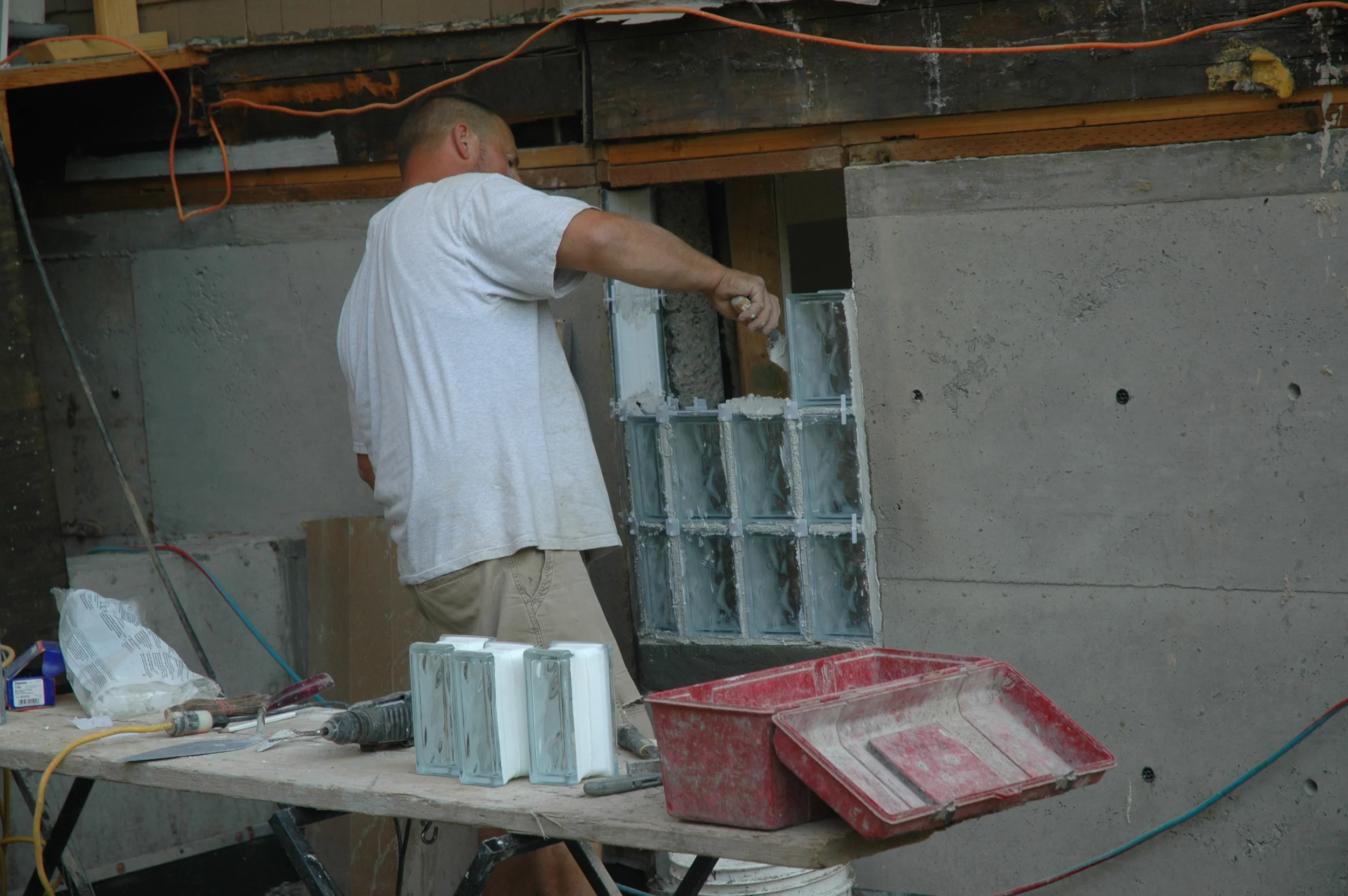 Glass block for more light and saving a bit of "herstory"