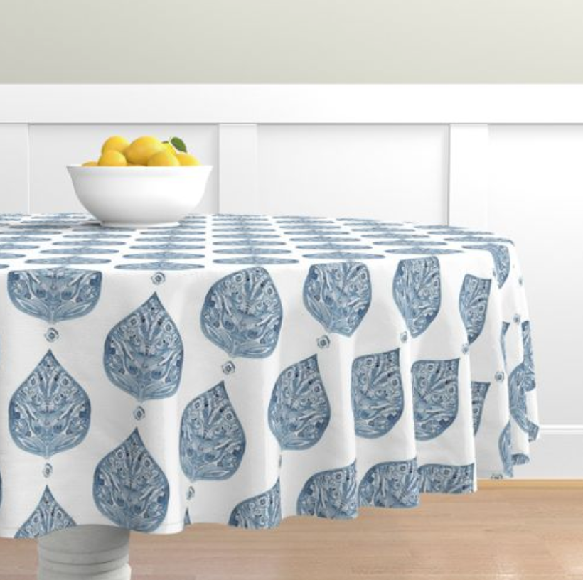 Natalie Navy Round Tablecloth