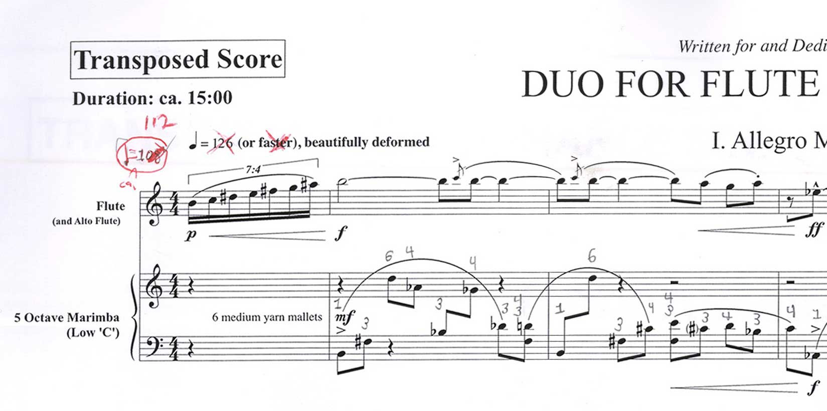 Duo for Flute and Marimba - Excerpt