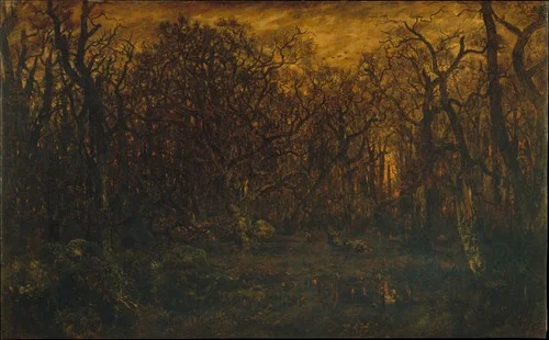 The Forest in Winter at Sunset by Theodore Rousseau