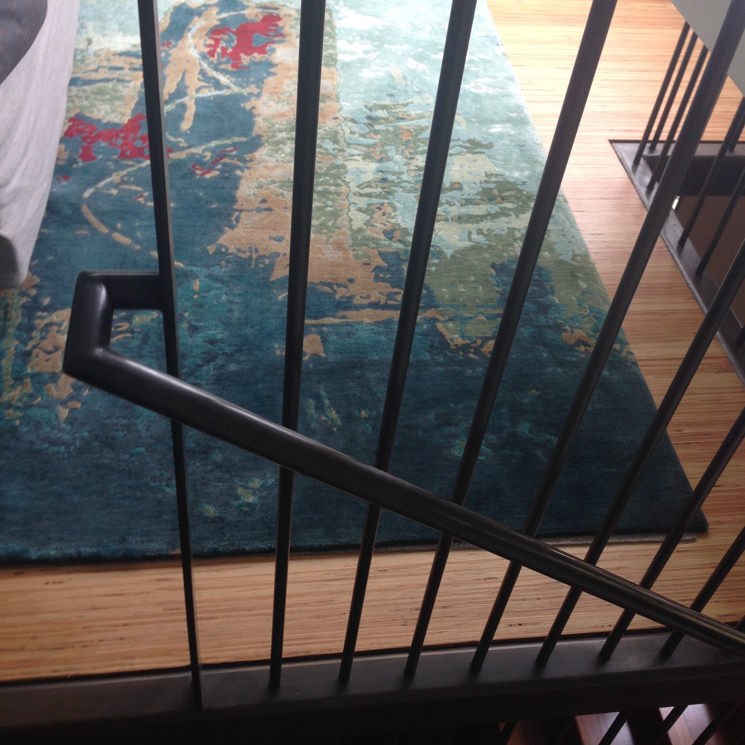 Blackened steel railing