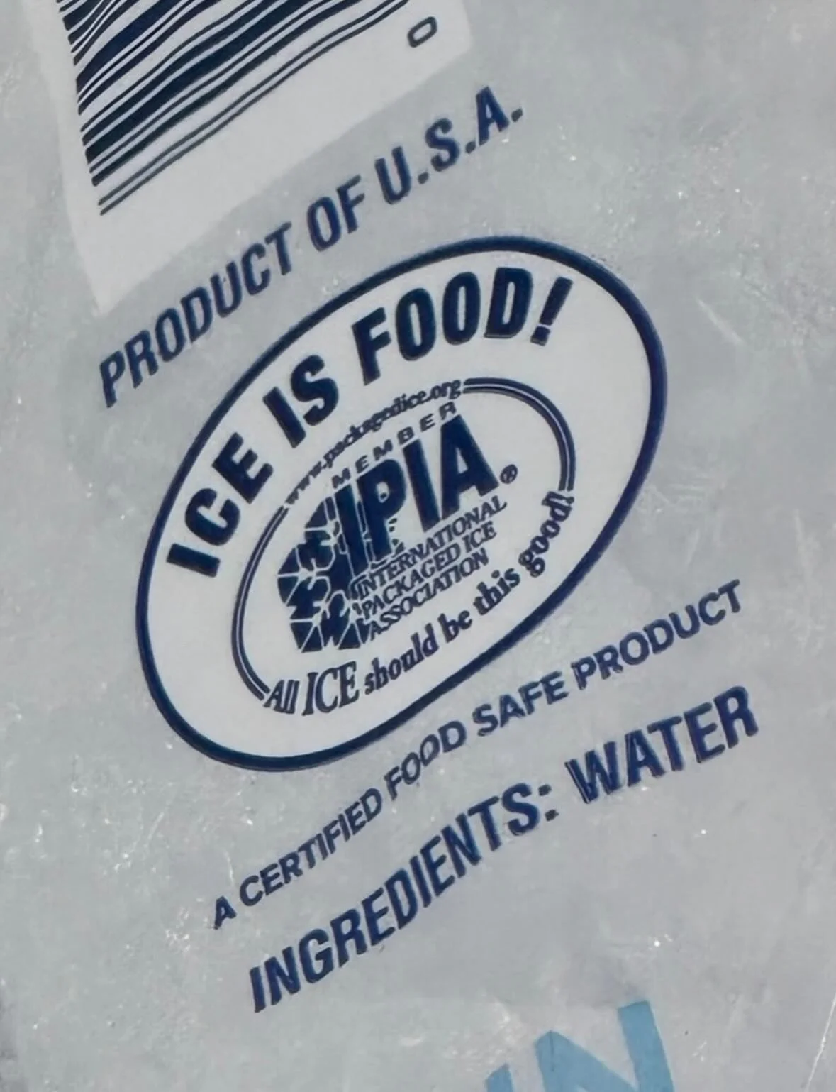 i always took a photo of the icebags when i refill the water jug at sprouts cus they used to say ICE IS FOOD! and that shit is funny while im standing there waiting staring at the freezer. but now they DON&rsquo;T say that anymore. photo 1 &amp; 2 fr