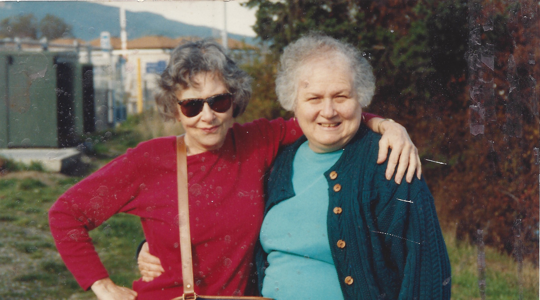 Denise Levertov with her friend Barbara Fussiner. Photographer unknown.