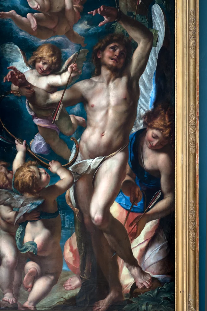 "Saint Sébastien Secouru par les Anges," 1500s, Giulio Procaccini.