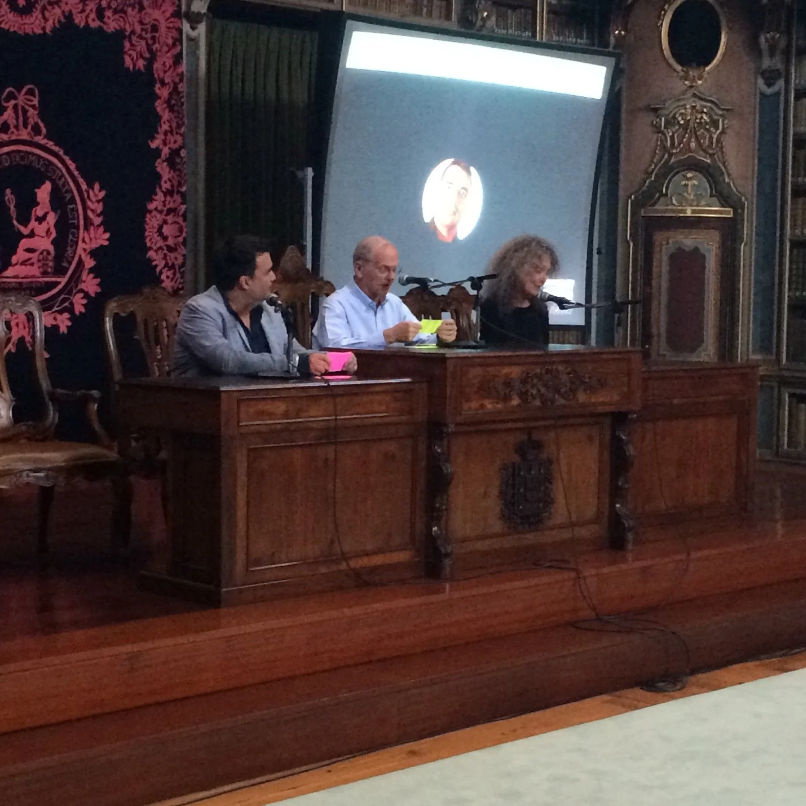 with Terri Witek and Christopher Cerf at Disquiet International , Academia de Ciências de Lisboa, Portugal. Photo by Steven Tagle