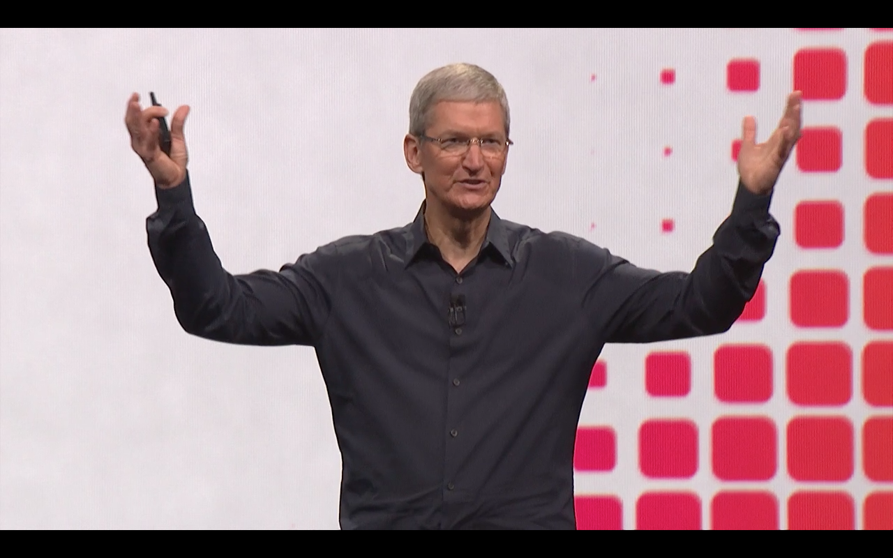 CEO Tim Cook onstage at the 2014 World Wide Developer's Conference