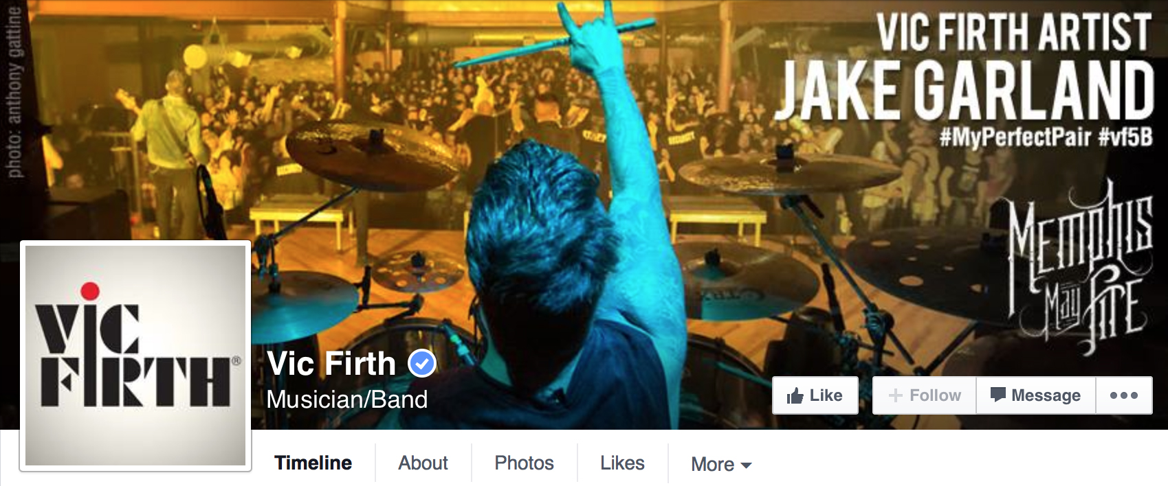 Vic Firth Facebook Banner - Jake Garland of Memphis May Fire