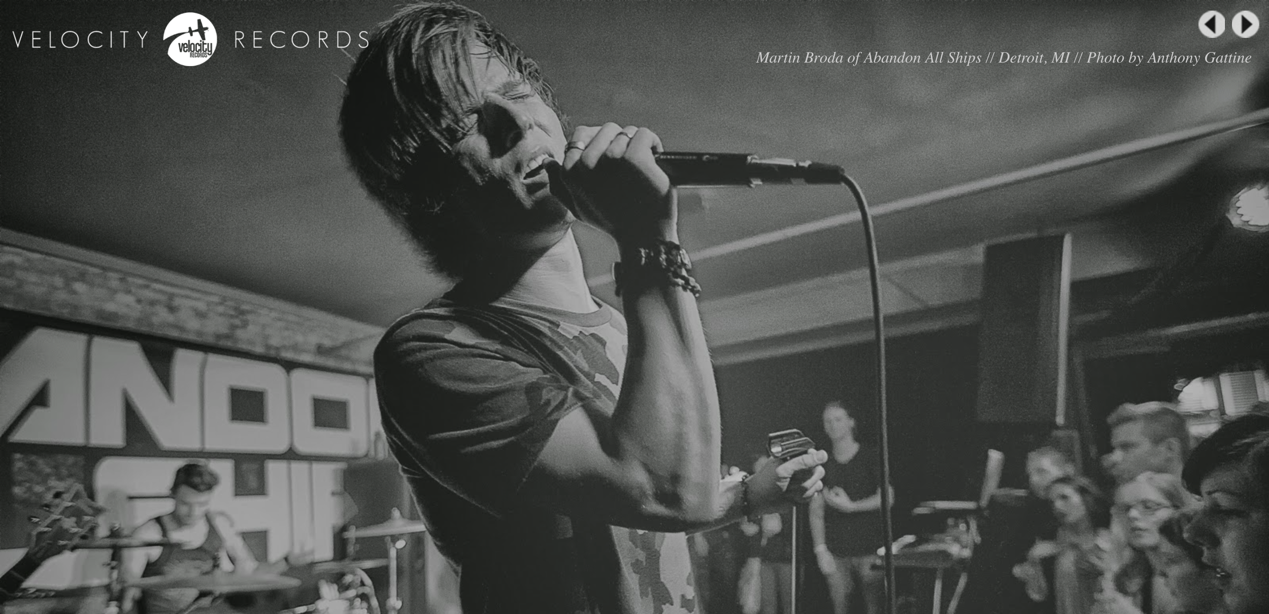 Velocity Records Website - Martin Broda of Abandon All Ships