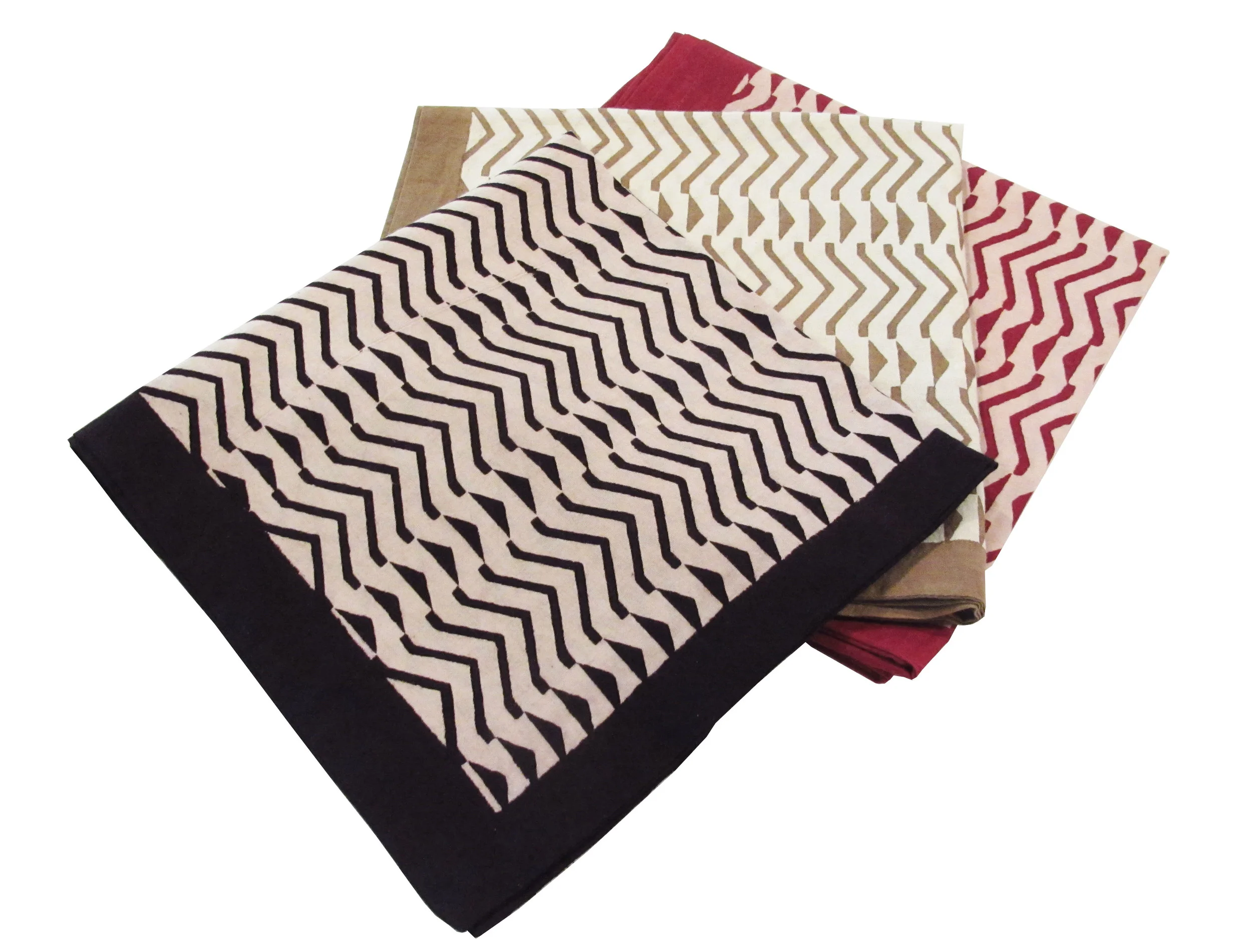 Zigzag, black, maroon and ochre print H-CUS-BG-P1-ZG-BLK/MRN/OCR 18" Square