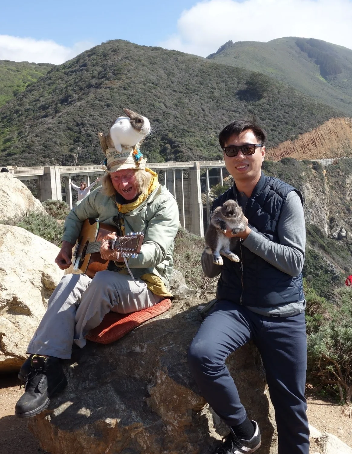 Me (on the right) with some fun & unusual characters in Big Sur.