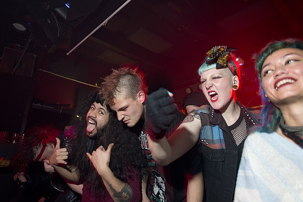 L to R: Chris, Jerry, Stacey, Charlie, Sarsha during a set by Meth Drinker at Valhalla, August 8, 2014.
