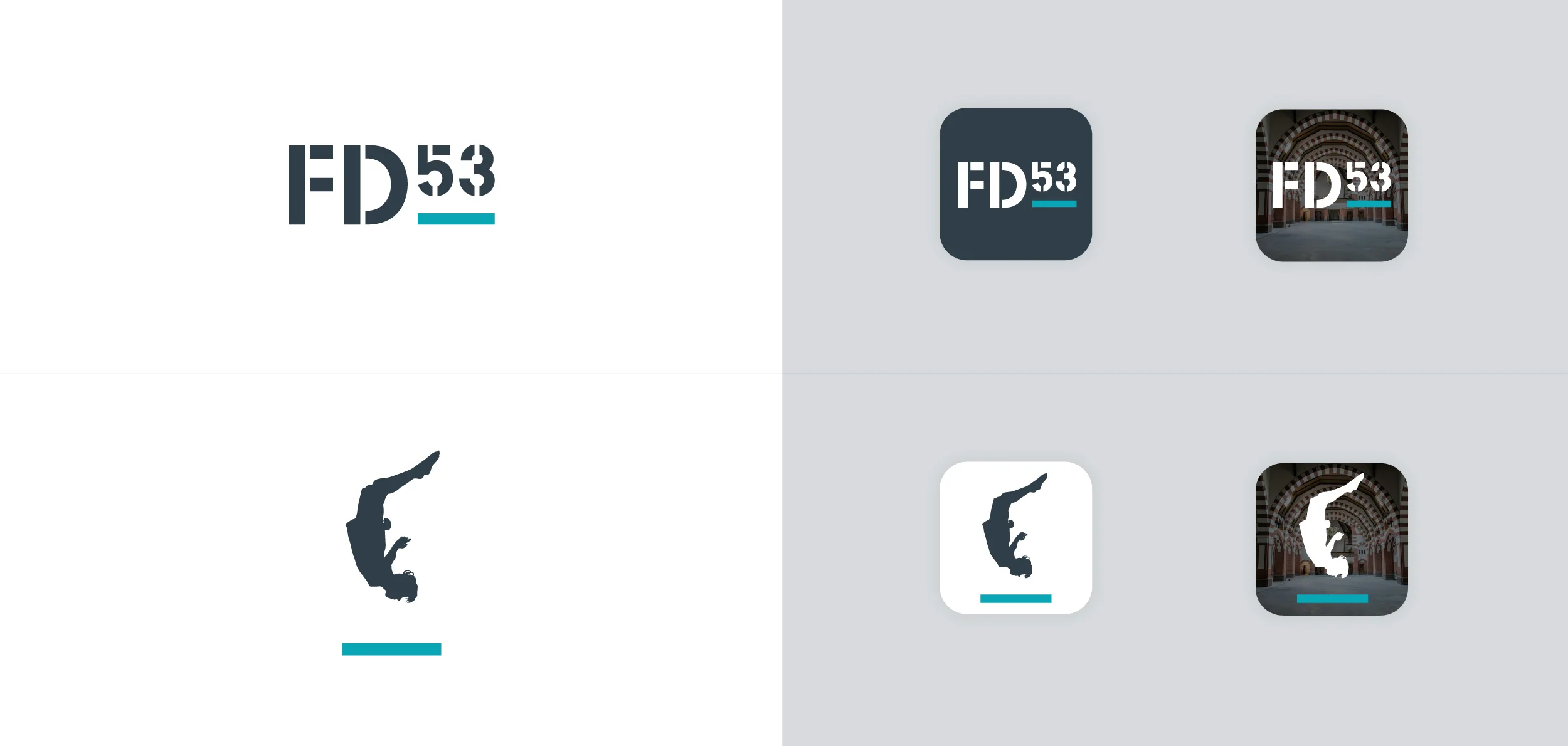 Flight Deck 53 jumping man symbol and social media icons – Design by Ian Whalley