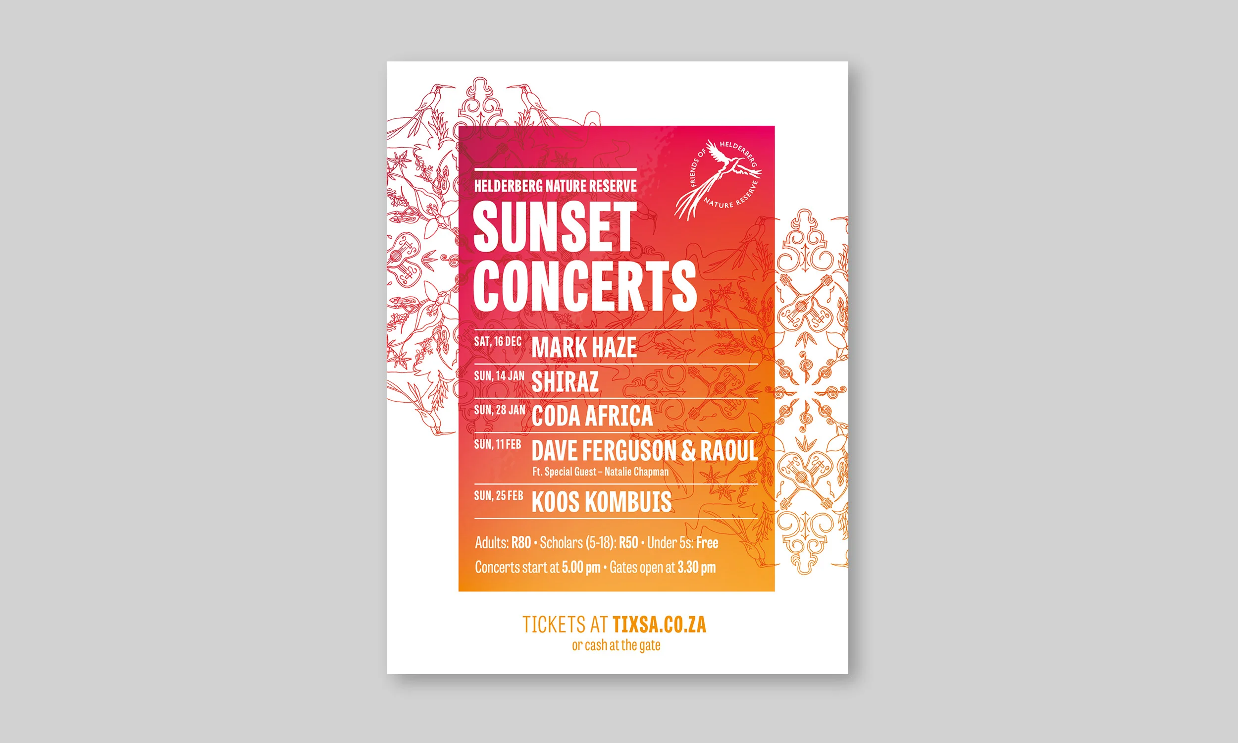 Promotional Flyer for Helderberg Nature reserves Sunset Concerts – by Ian Whalley