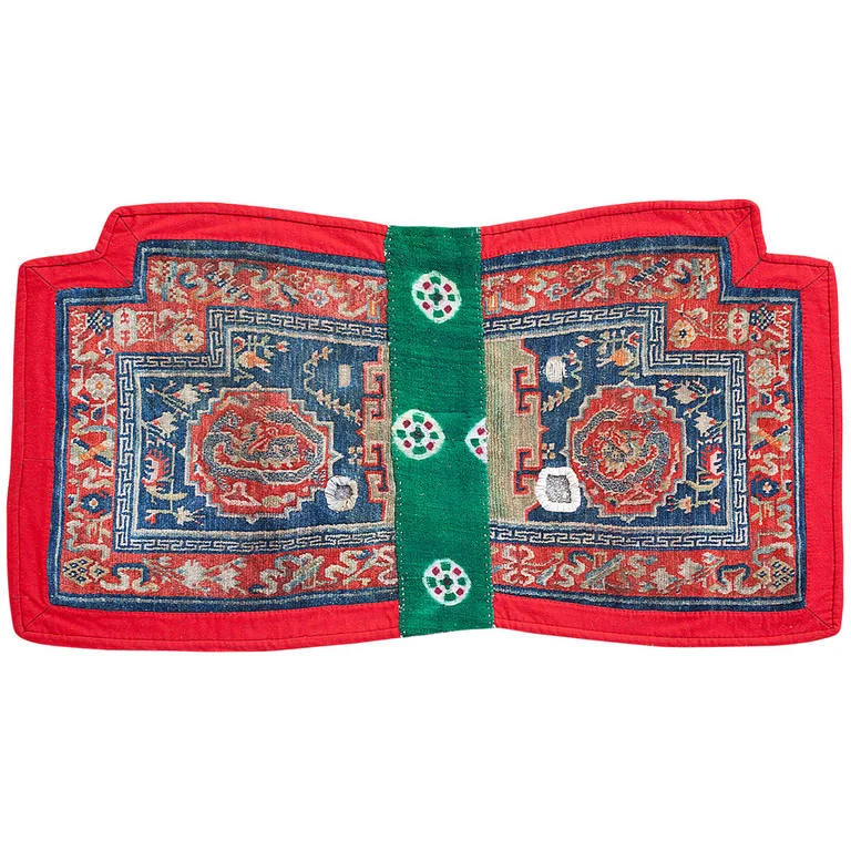 Antique Tibetan Saddle Rug with Dragon Design; DG-0172