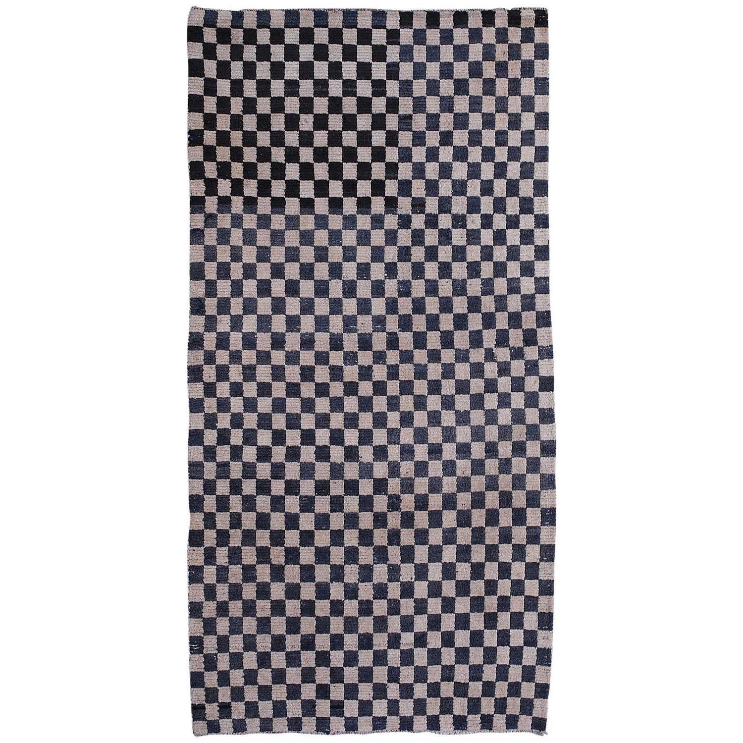 Geometric Antique Tibetan Chequerboard Khaden Rug; InvNr.: DG-0270