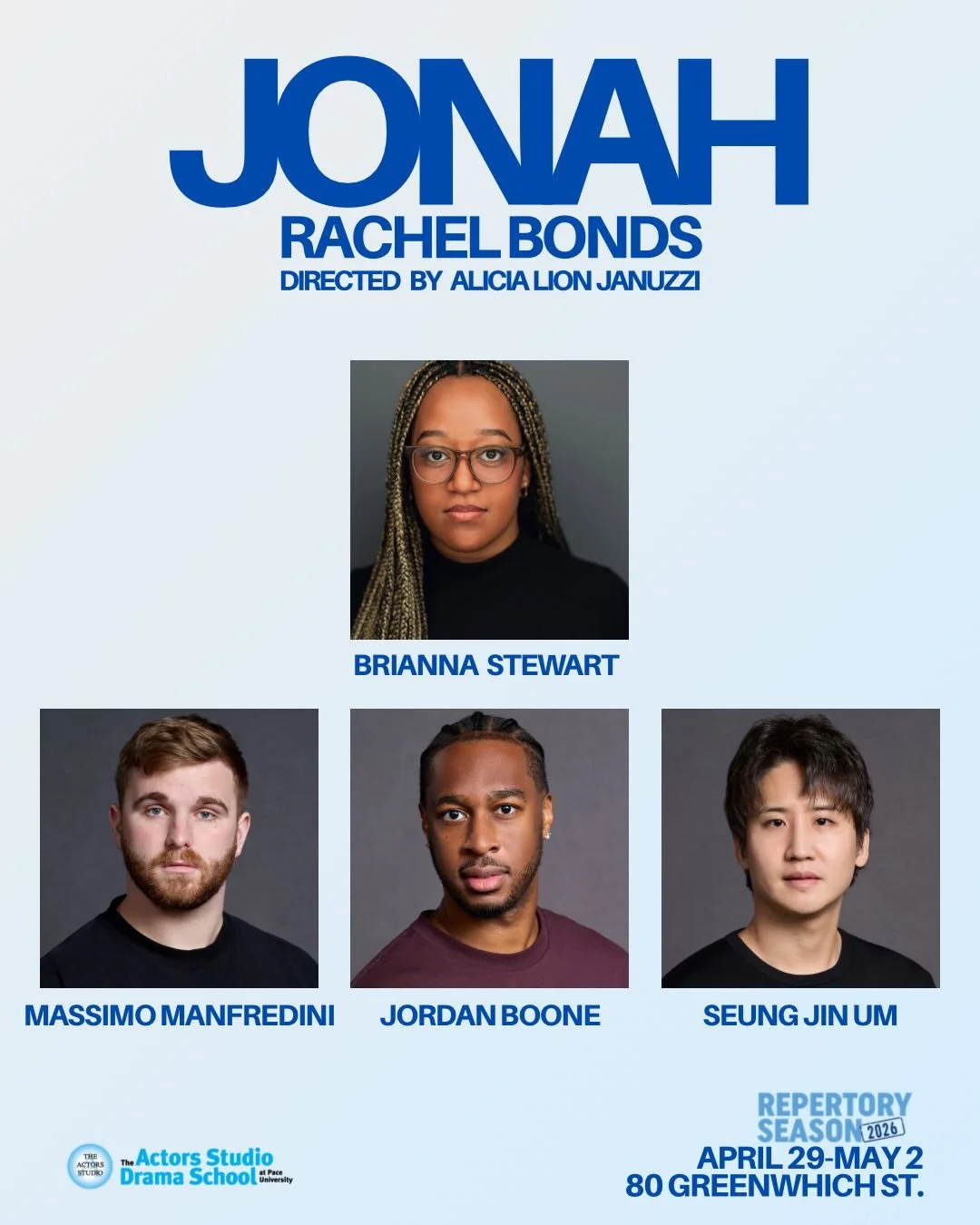 Meet the cast and creative team for Jonah by Rachel Bonds opening the 2026 Repertory Season on April 29 at 7:30 p.m.
Get your tickets to witness this beautiful, multilayered play brought to life by our talented students. 

Ticket link in bio. ⬆️