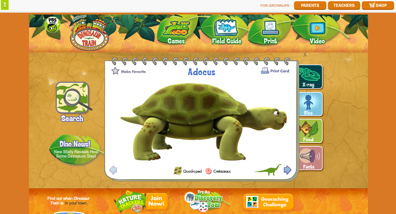 Pbskids Org Dinosaur Train Field Guide Kids Matttroy