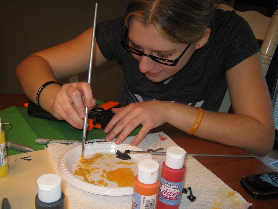 One of many prop-painting sessions!