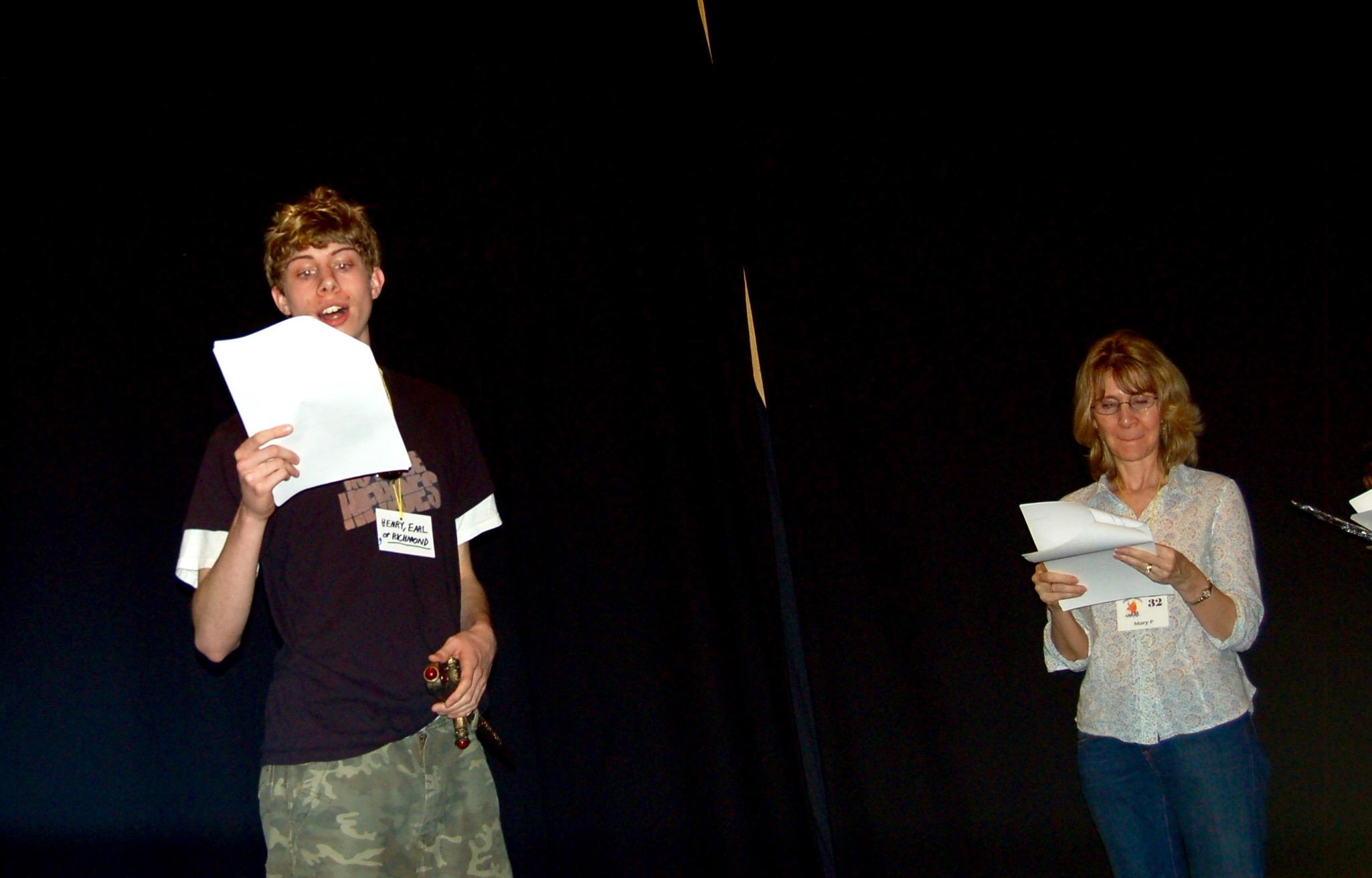 Second Ffiesta, my mother and I in an audience-participation version of Richard III.