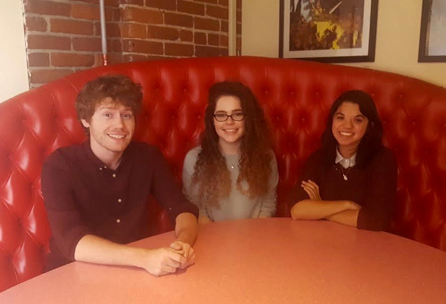 FableVision Studios' Fall 2016 interns. From left: Adam Reed, Jen Sanchez, and Tessa Berliner. 