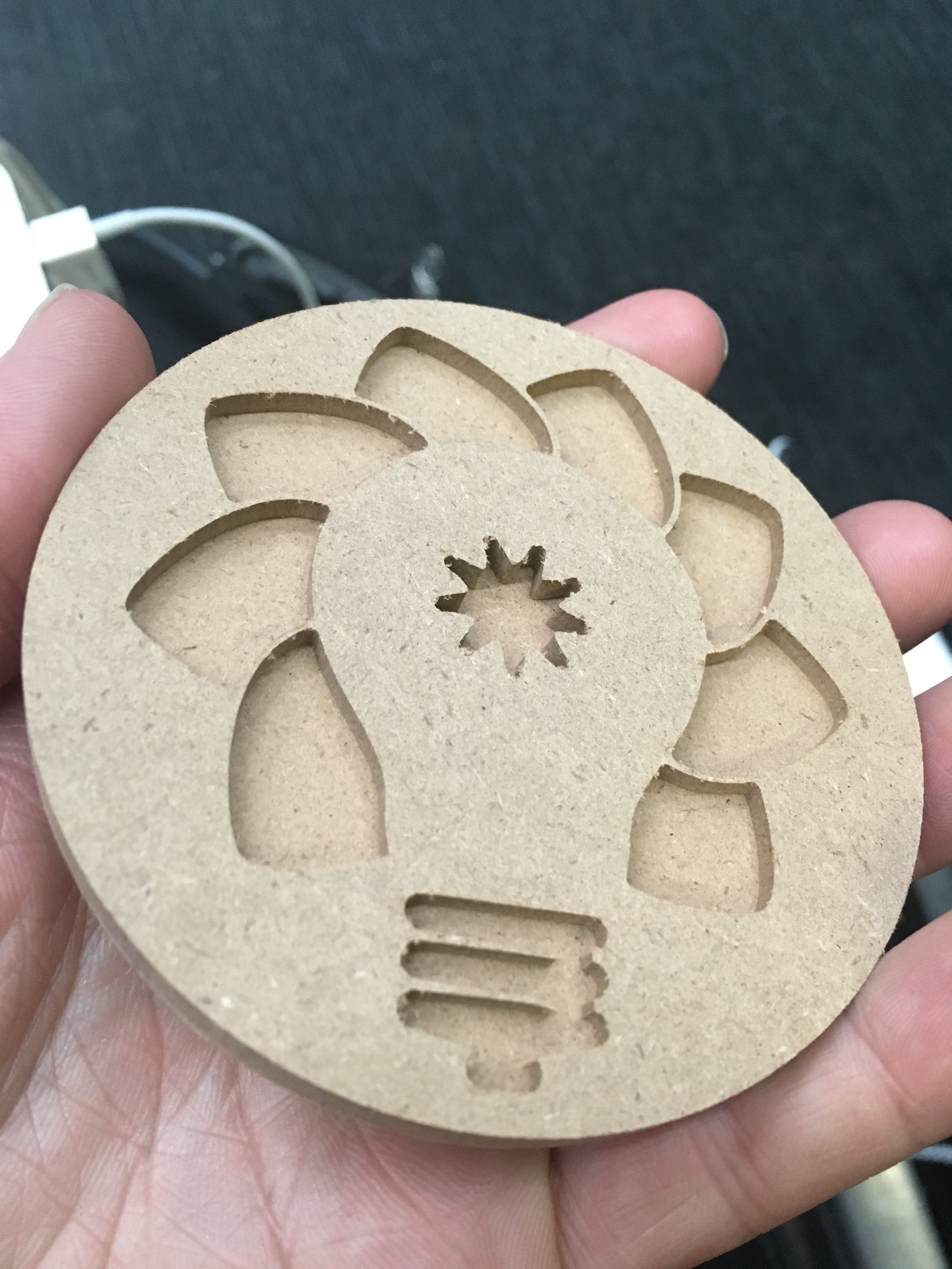 The Concord logo carved with Chad's Shapeoko desktop computerized router .