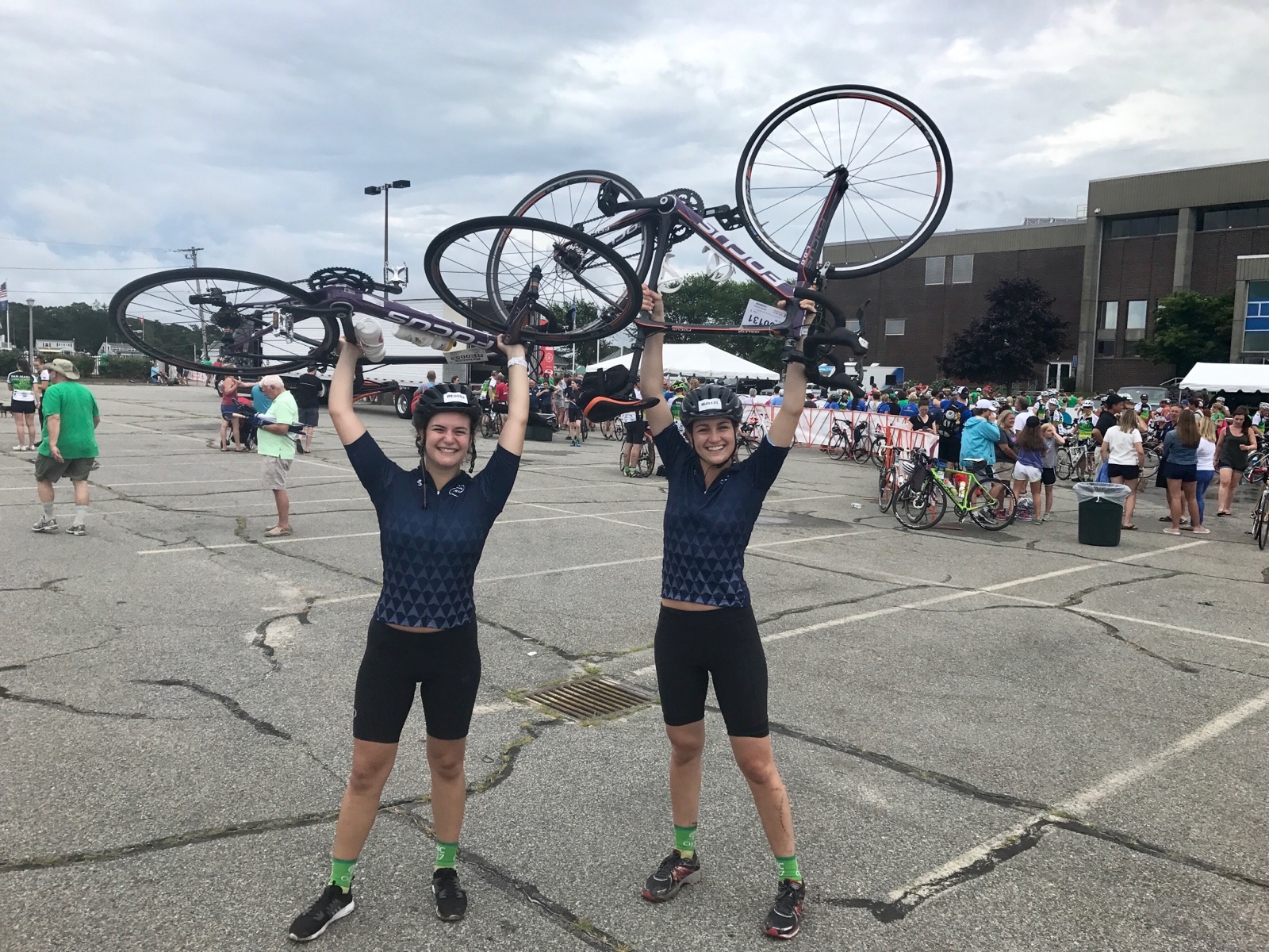 FableVision's Mikaela Johnson (right) and her friend and PMC riding teammate Rebecca Epstein (left).