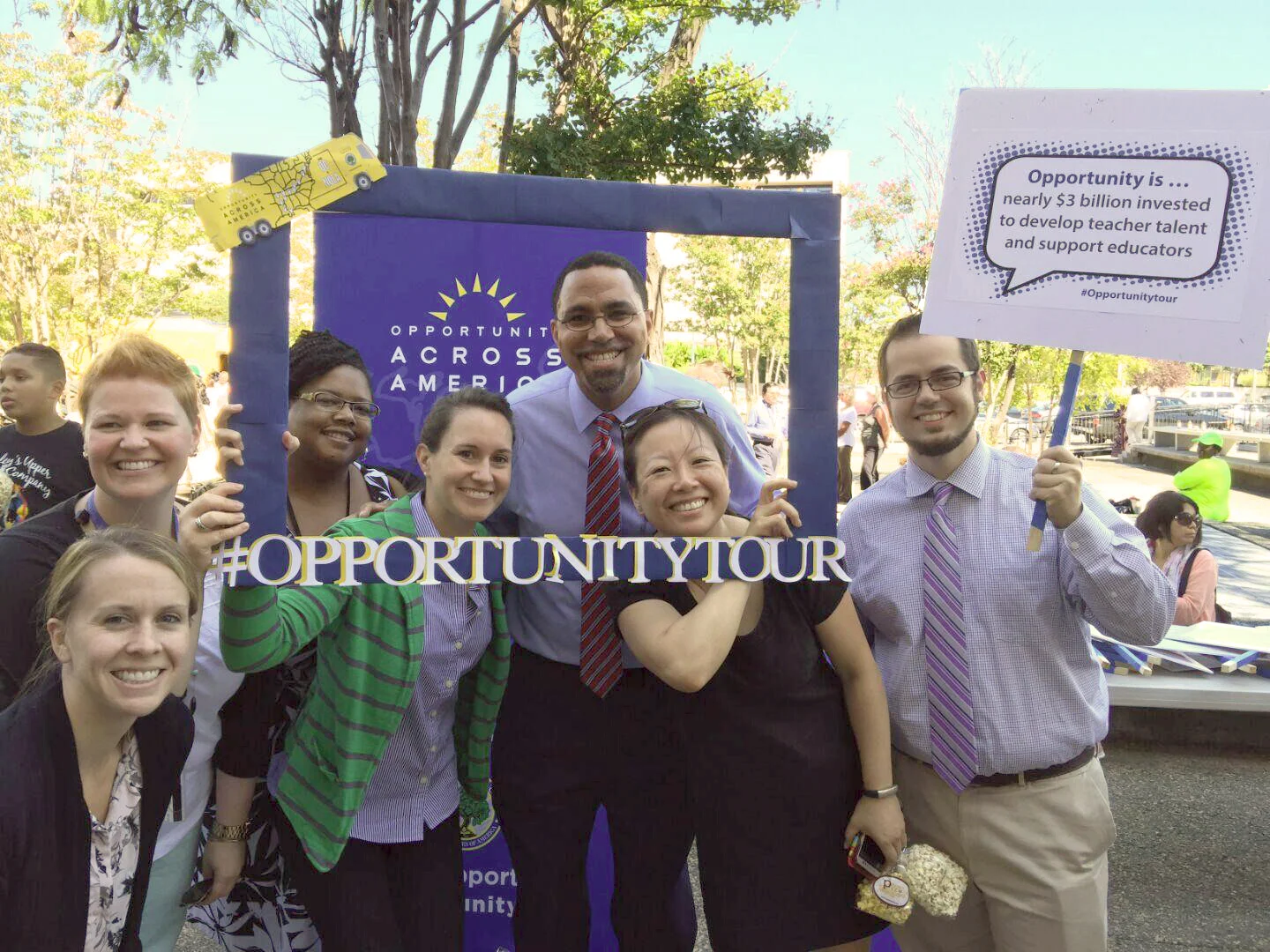James pictured here with the Office of Ed Tech and Education Secretary John King